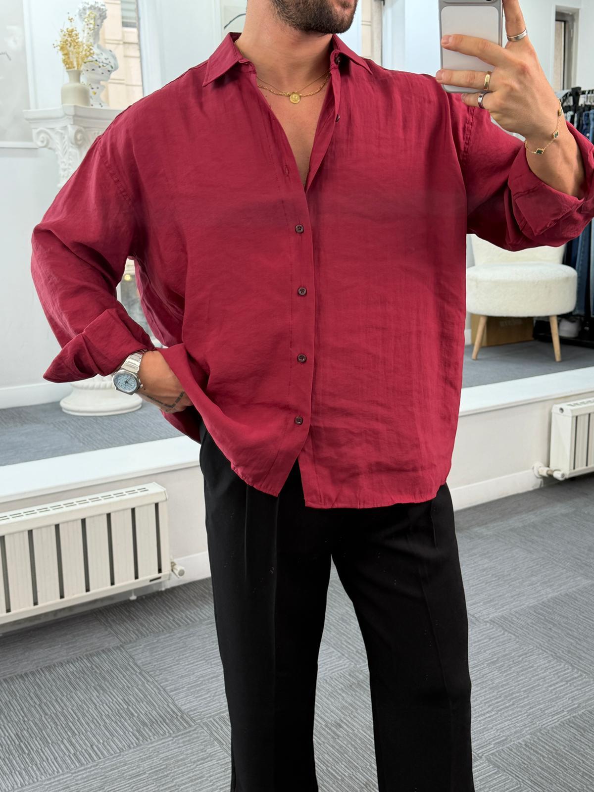 Bordo LK Oversize Modal Gömlek