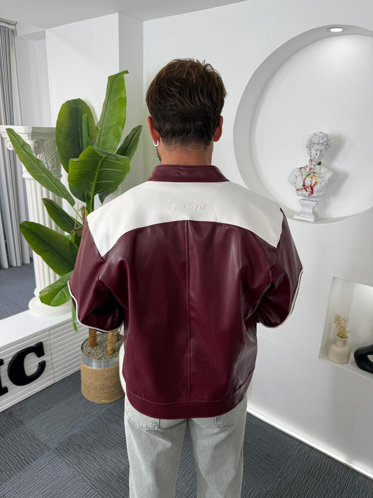Bordo Uludağ Tasarım Oversize Deri Ceket