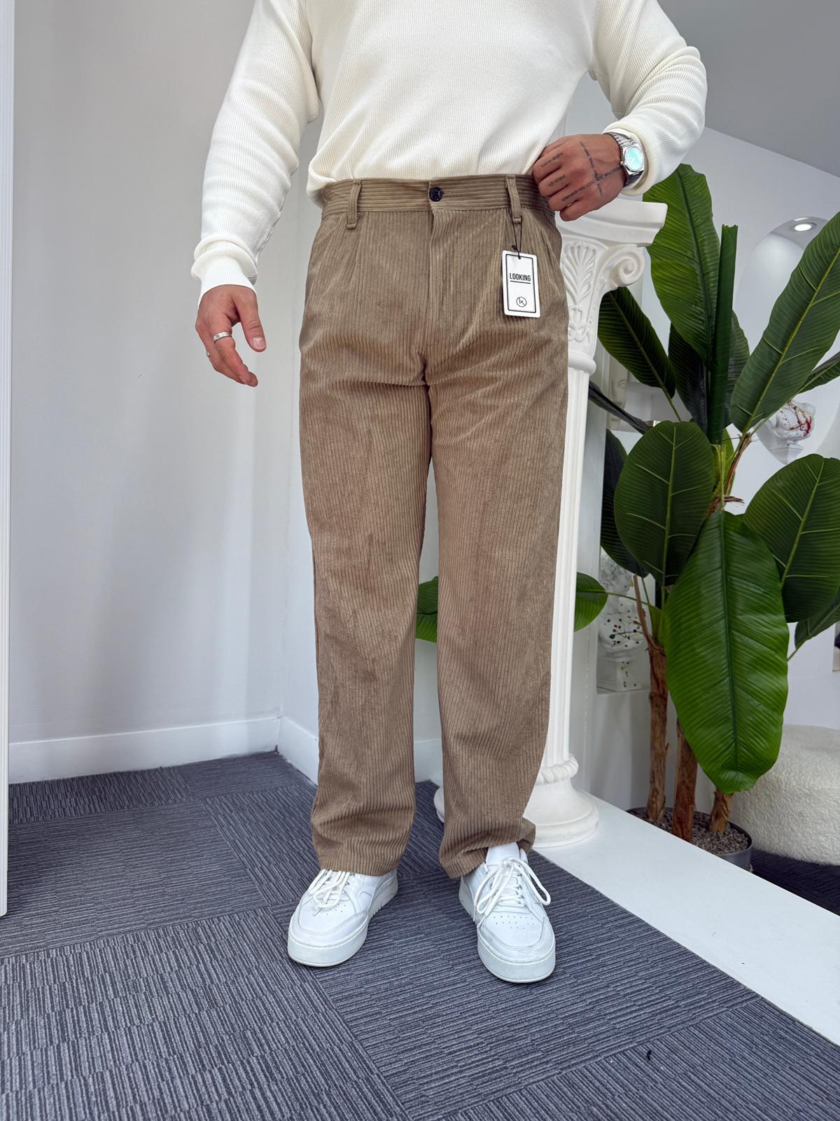 Camel LK Kadife Baggy Pantolon
