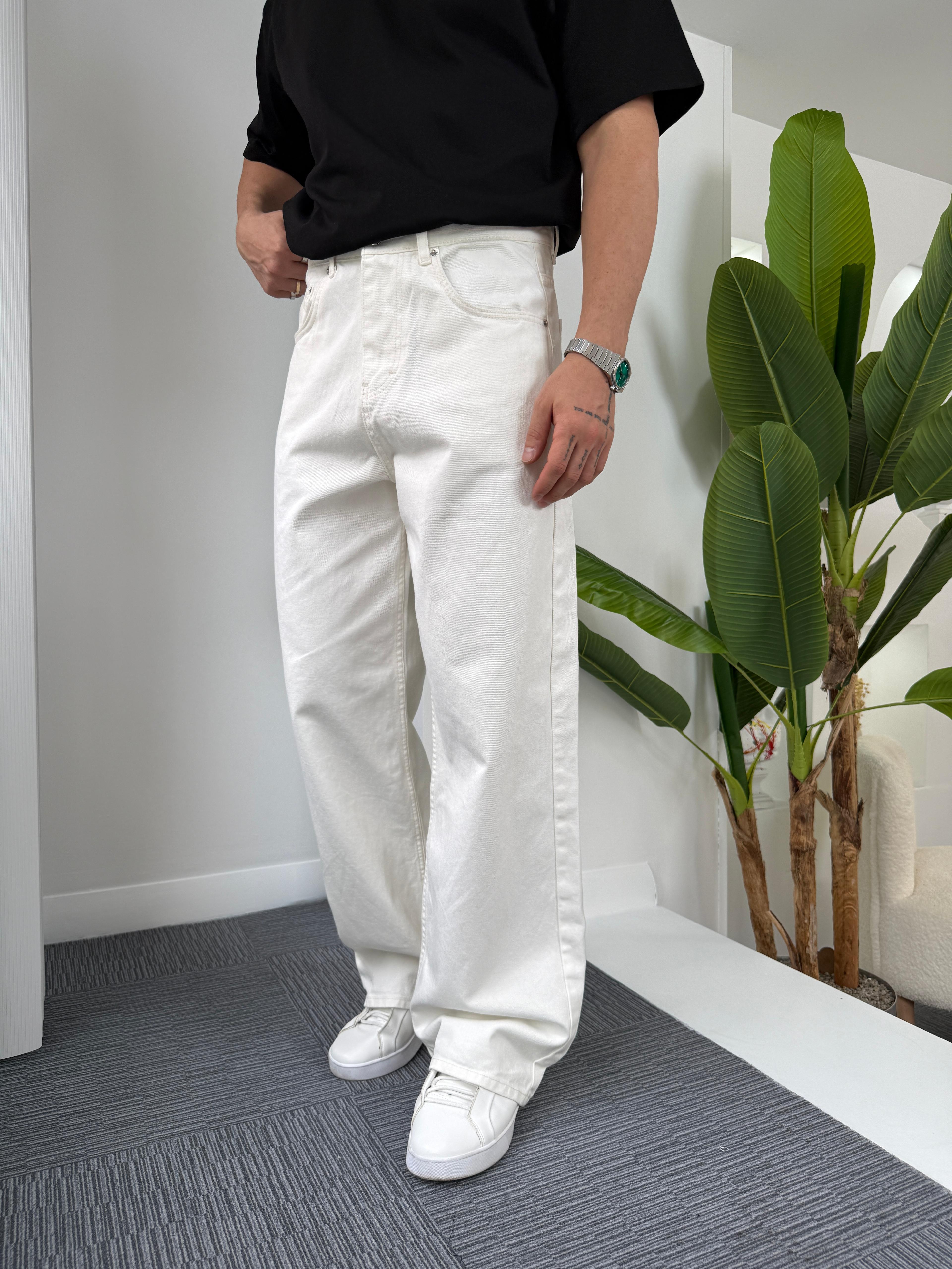 Ekru GG Gabardin Baggy Pantolon