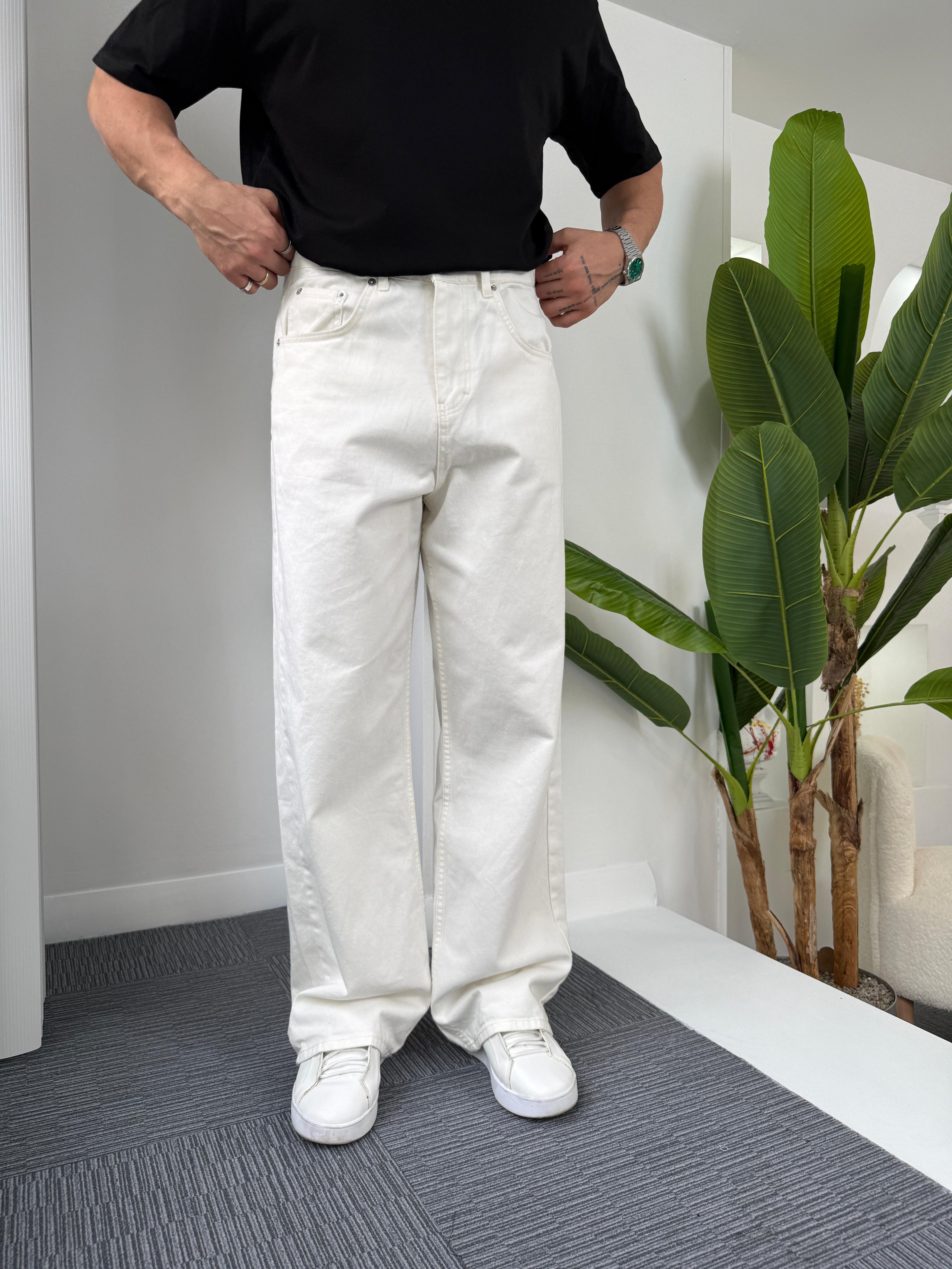 Ekru GG Gabardin Baggy Pantolon