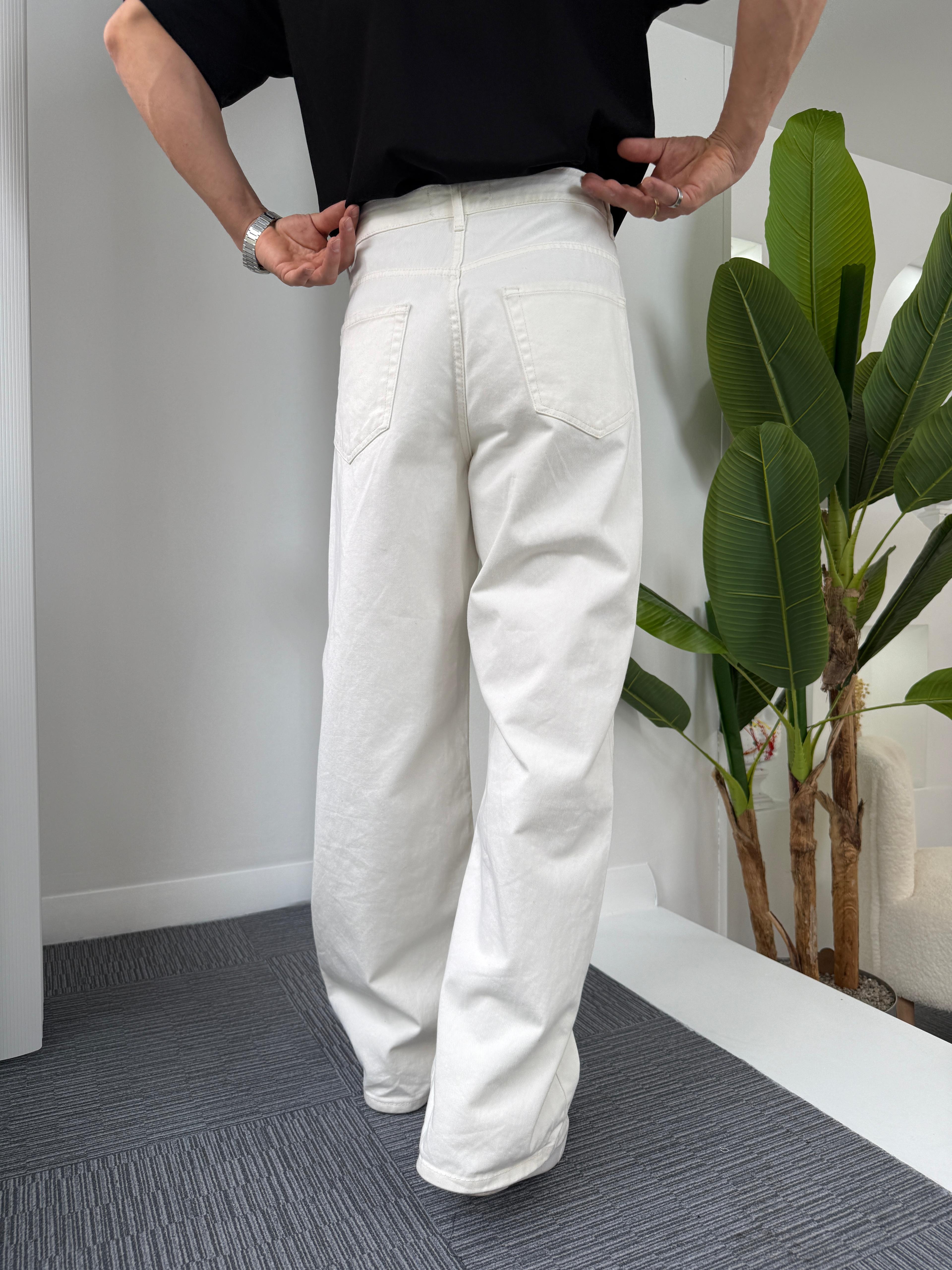 Ekru GG Gabardin Baggy Pantolon