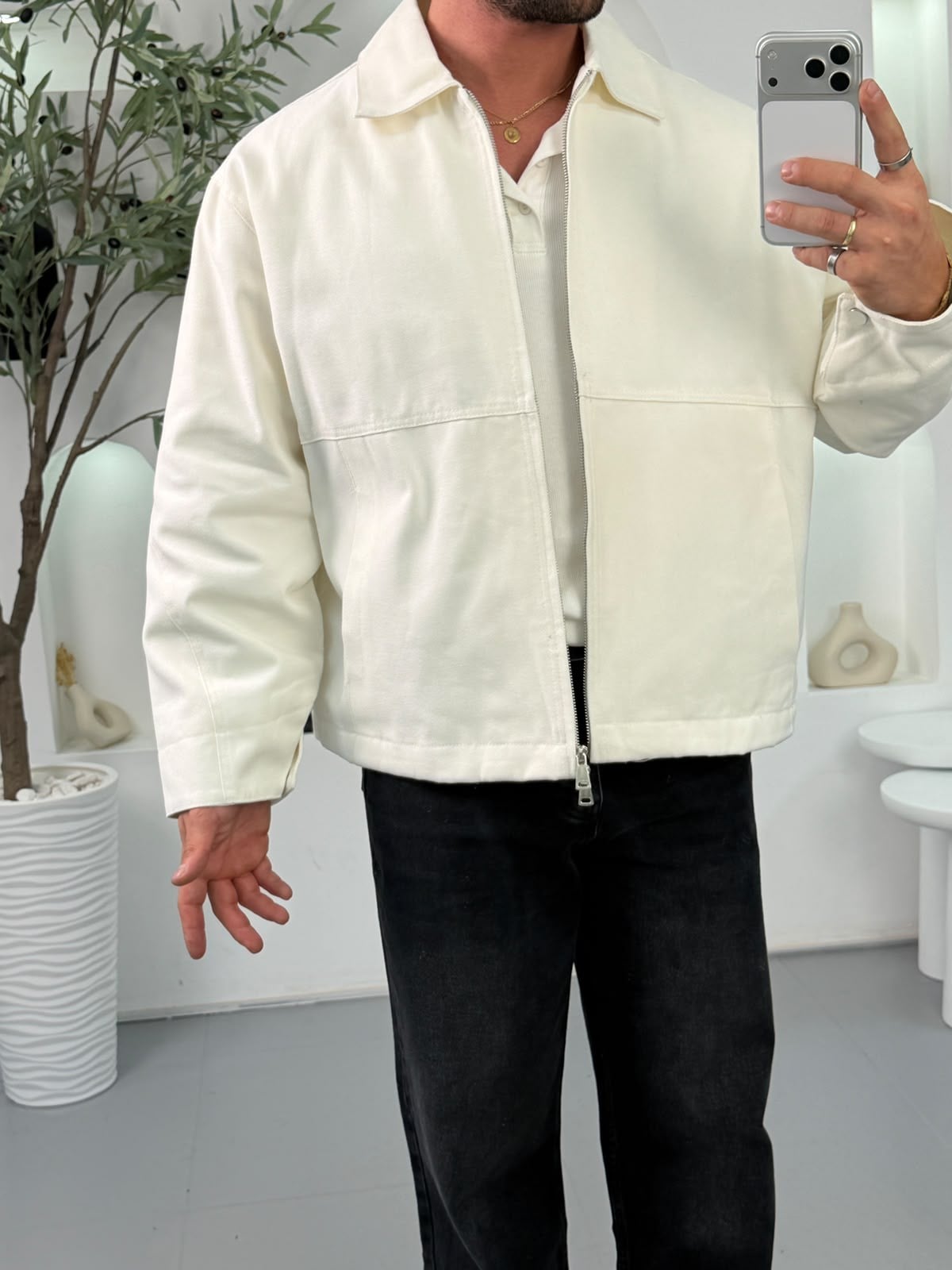 Ekru KN Gabardin Basic Ceket