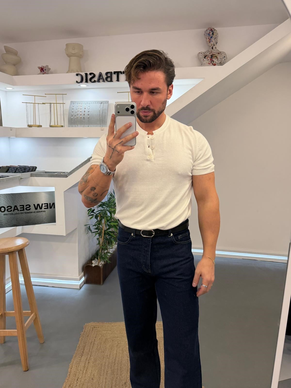 Ekru Mr Sky Henley Triko