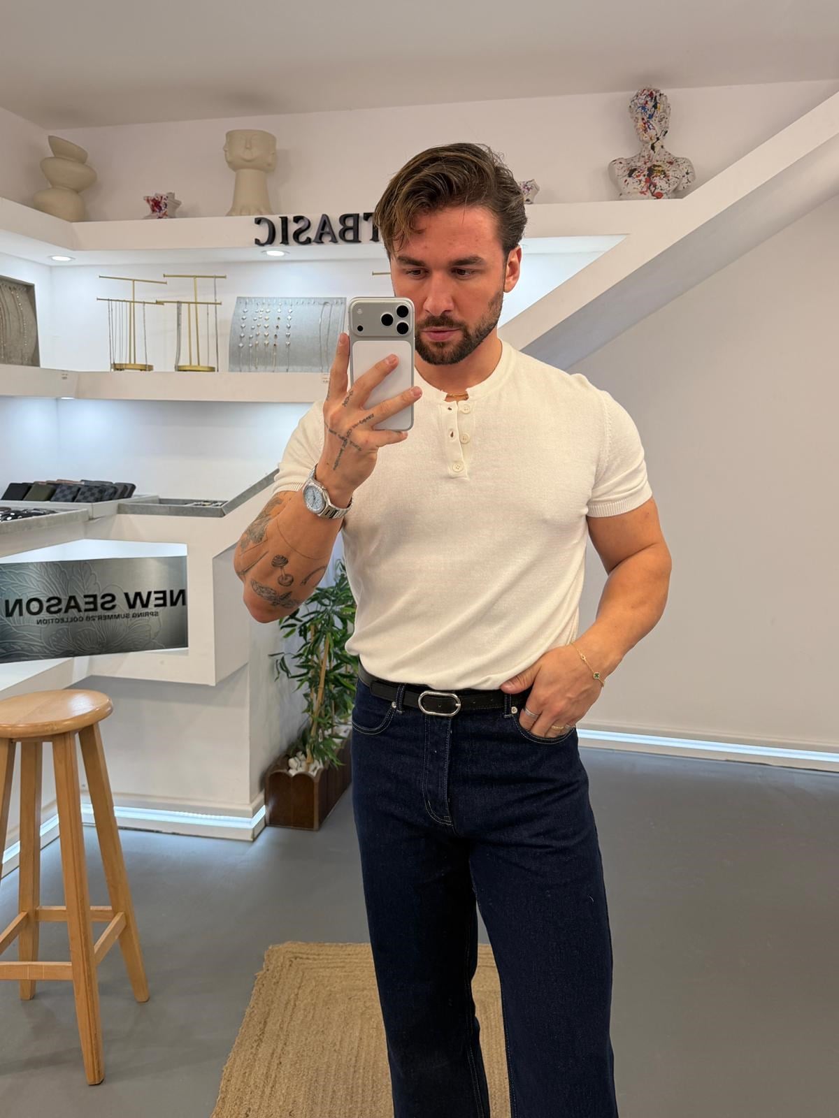 Ekru Mr Sky Henley Triko
