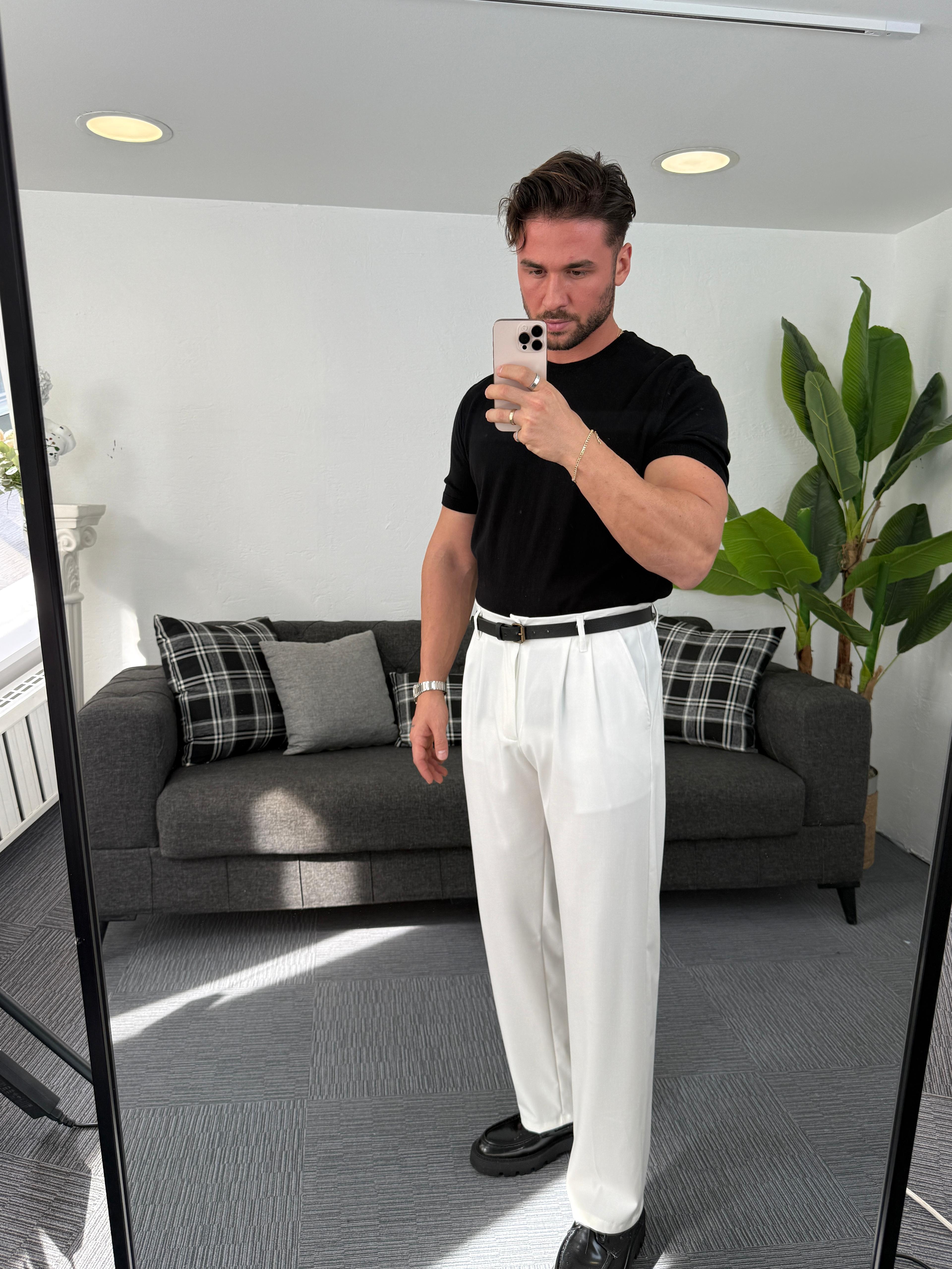 Giesto Slim Fit Kısa Kol Triko T-Shirt Siyah