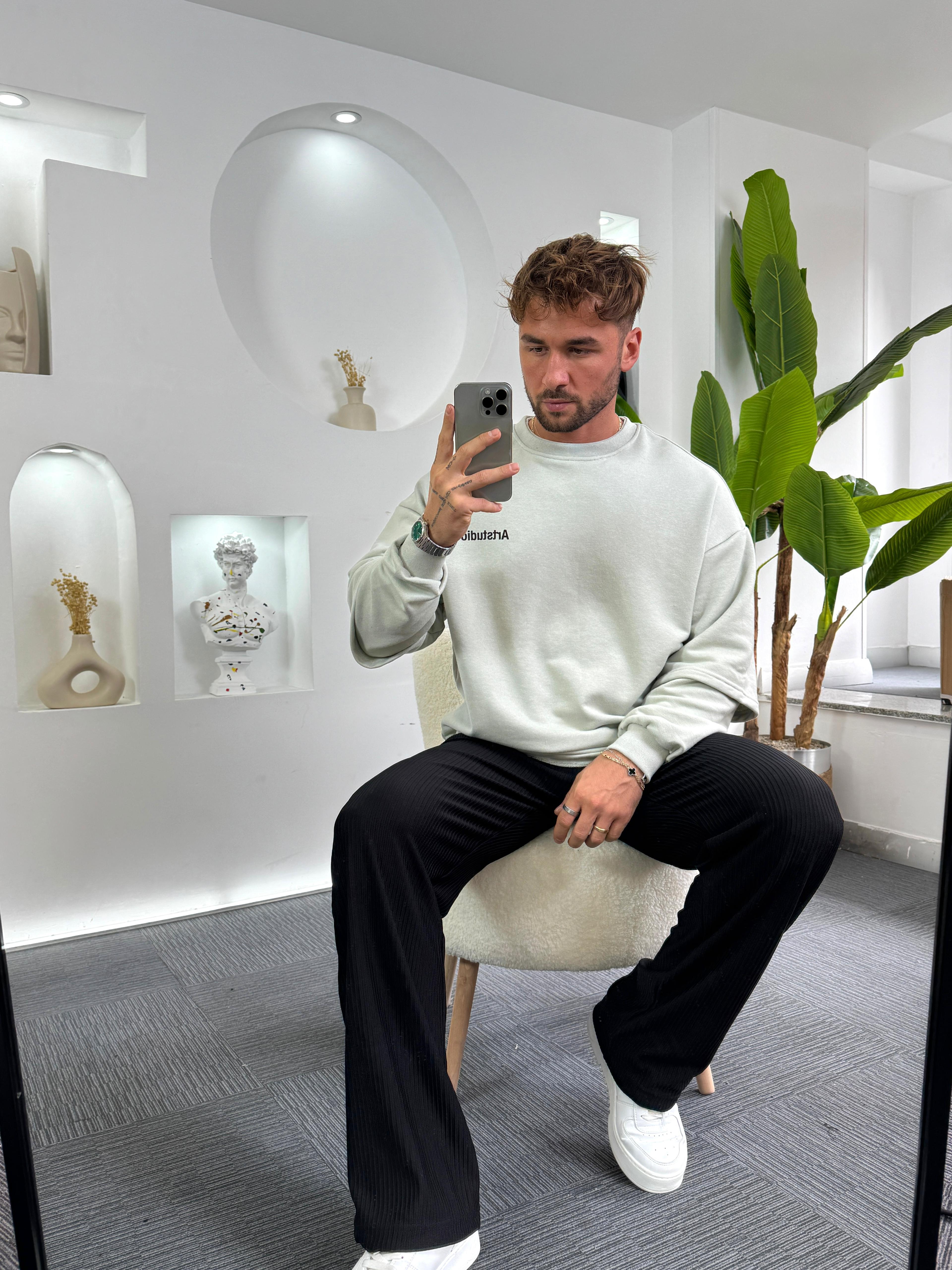 Gri Artstudio Sırt baskılı Oversize Hoddie