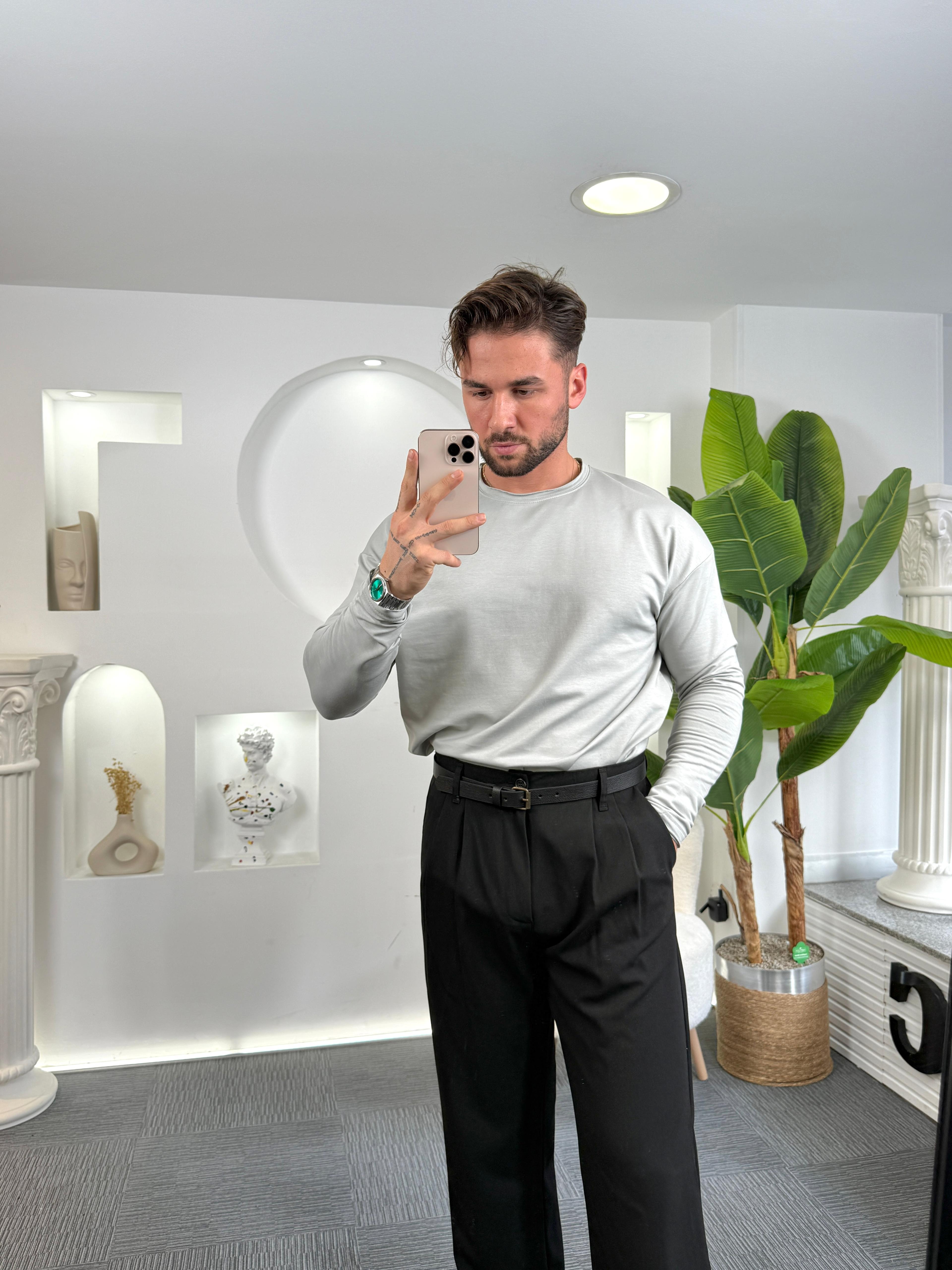 Gri Basic Regular Fit Badi