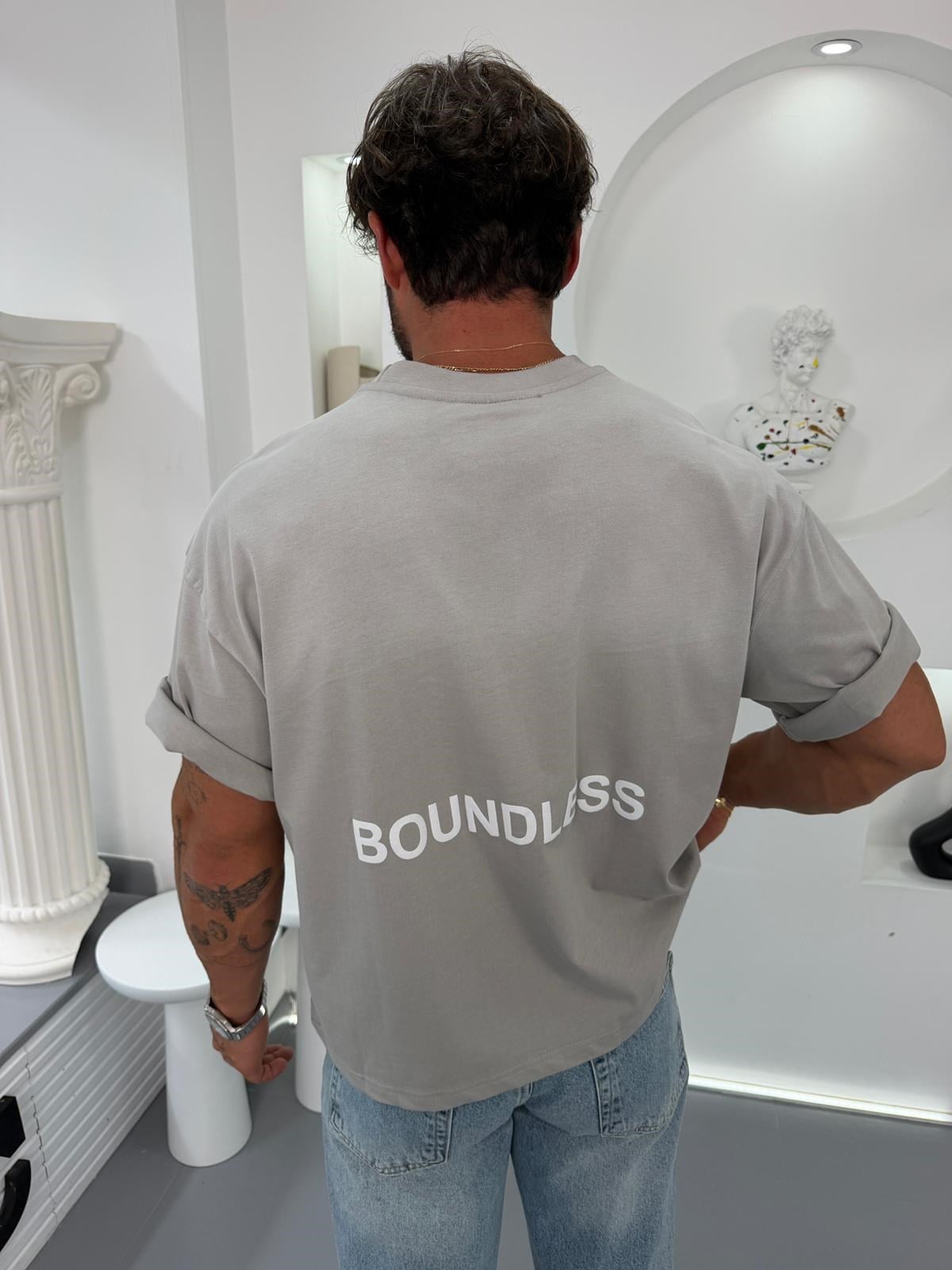 Gri RL Yıkamalı Boundless Crop Fit Tshirt