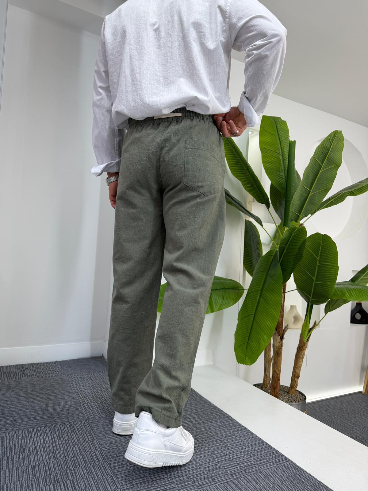Haki GG Basic Baggy Keten Pantolon