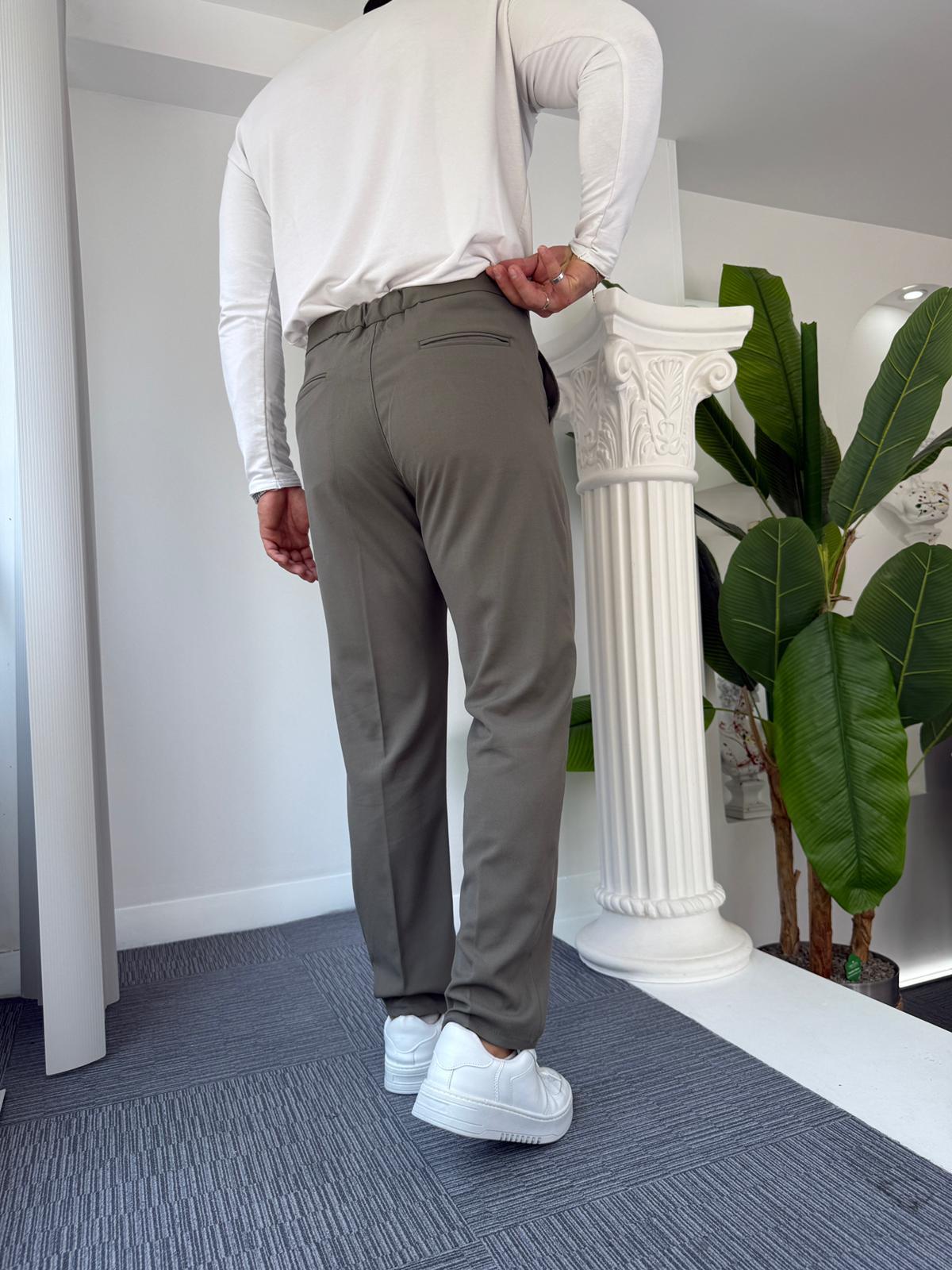 Haki İtalyan Kesim Kumaş Pantolon