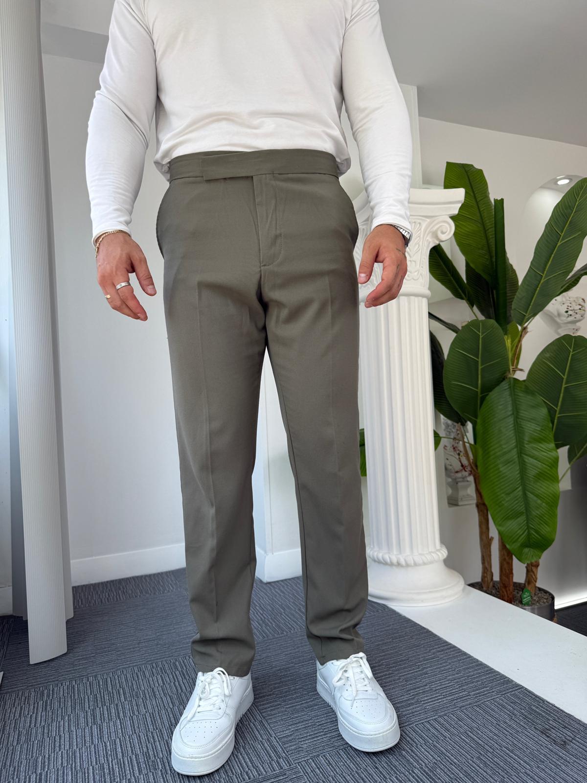 Haki İtalyan Kesim Kumaş Pantolon
