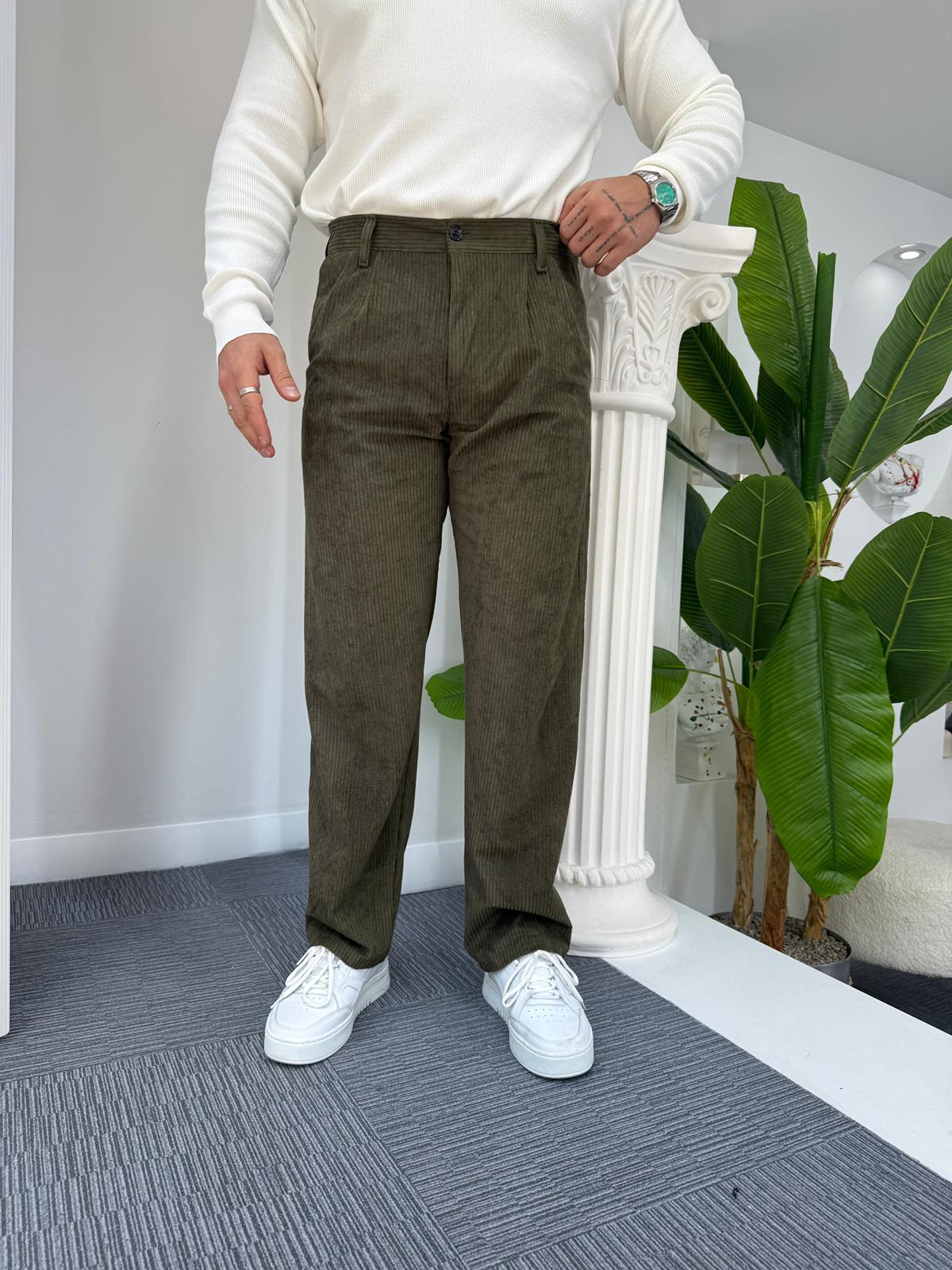 Haki LK Kadife Baggy Pantolon