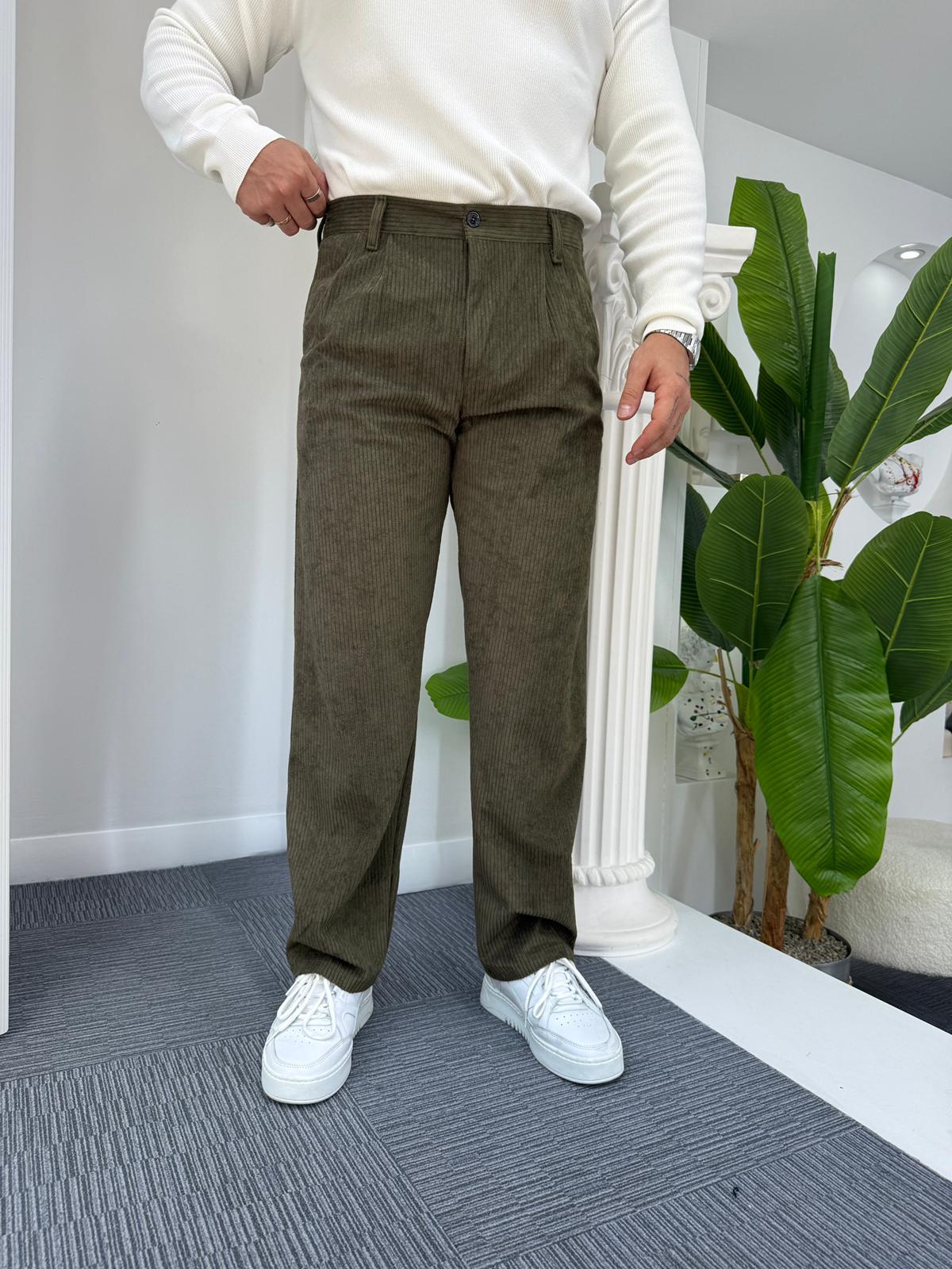 Haki LK Kadife Baggy Pantolon