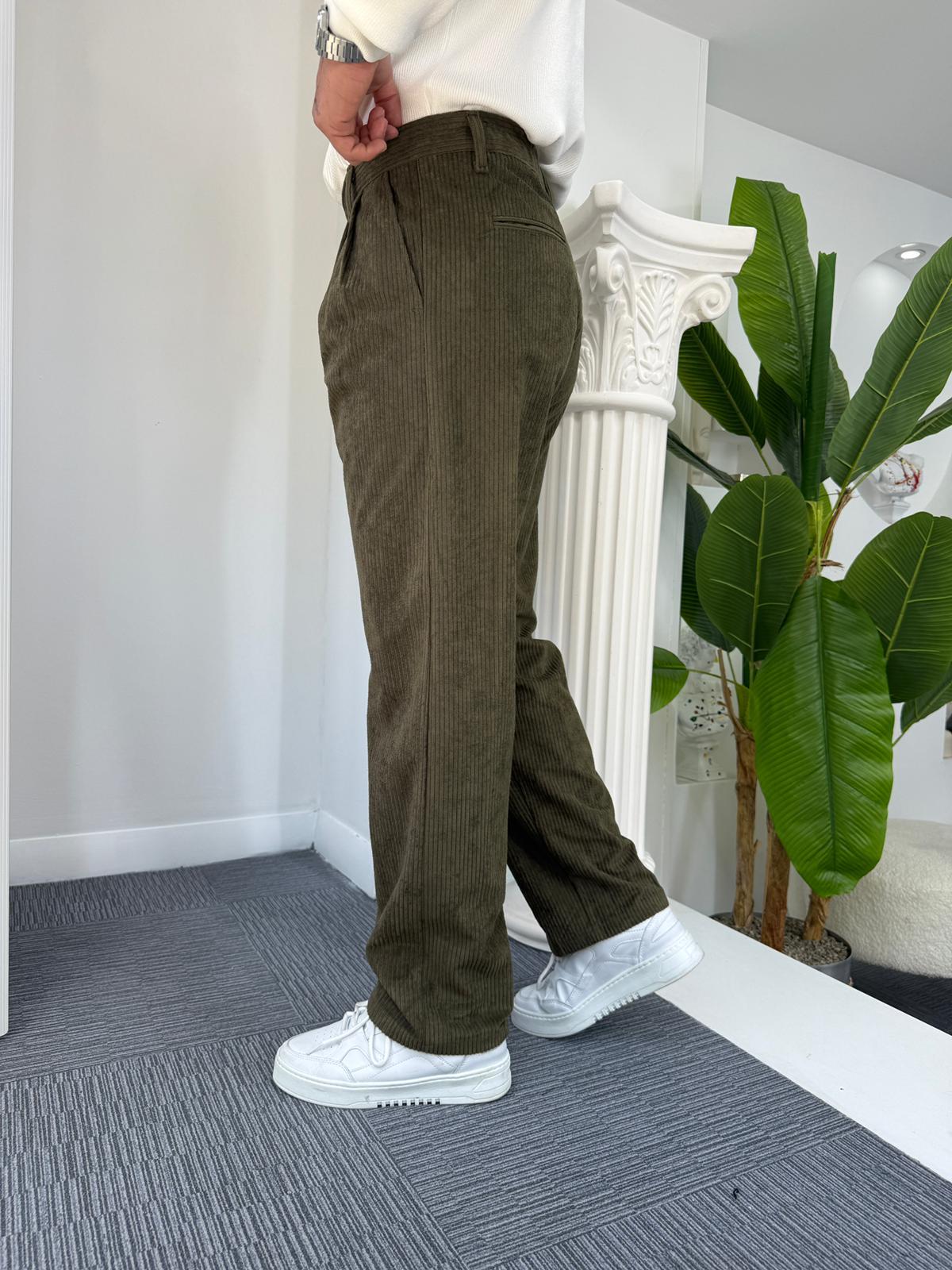 Haki LK Kadife Baggy Pantolon