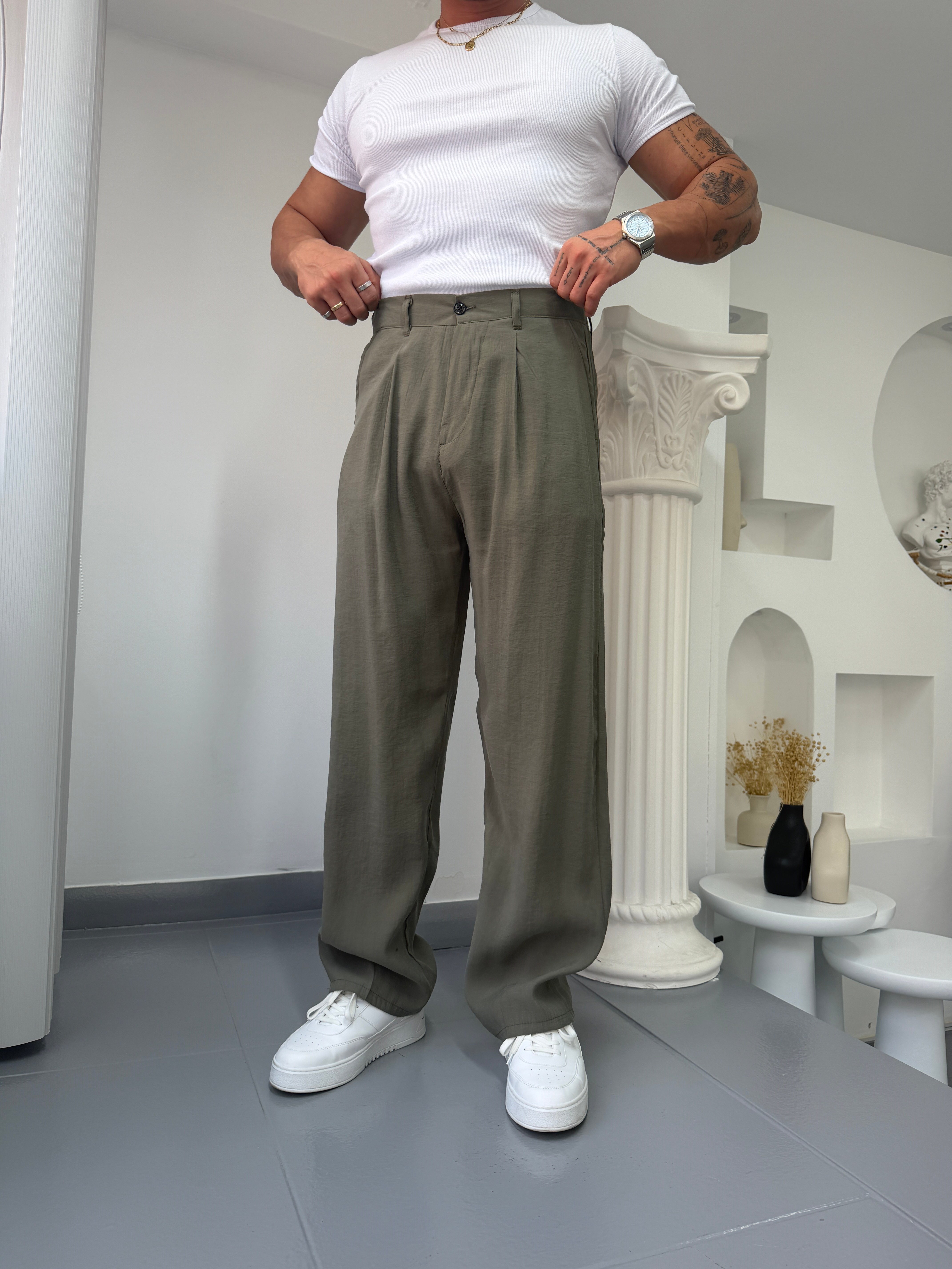 Haki LK Modal Kumaş Baggy Pantolon