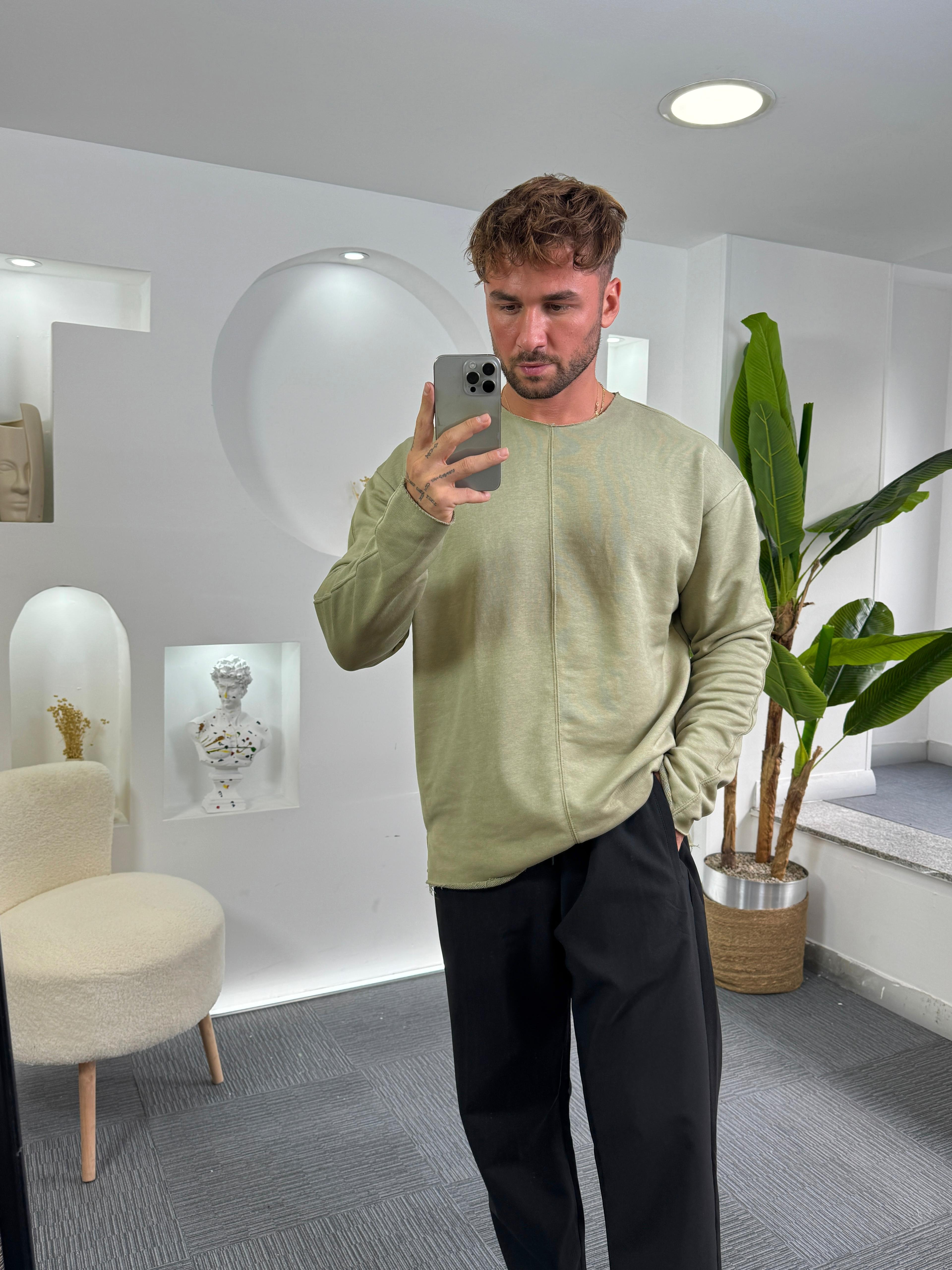 Haki Ön Cima Detaylı Sweat
