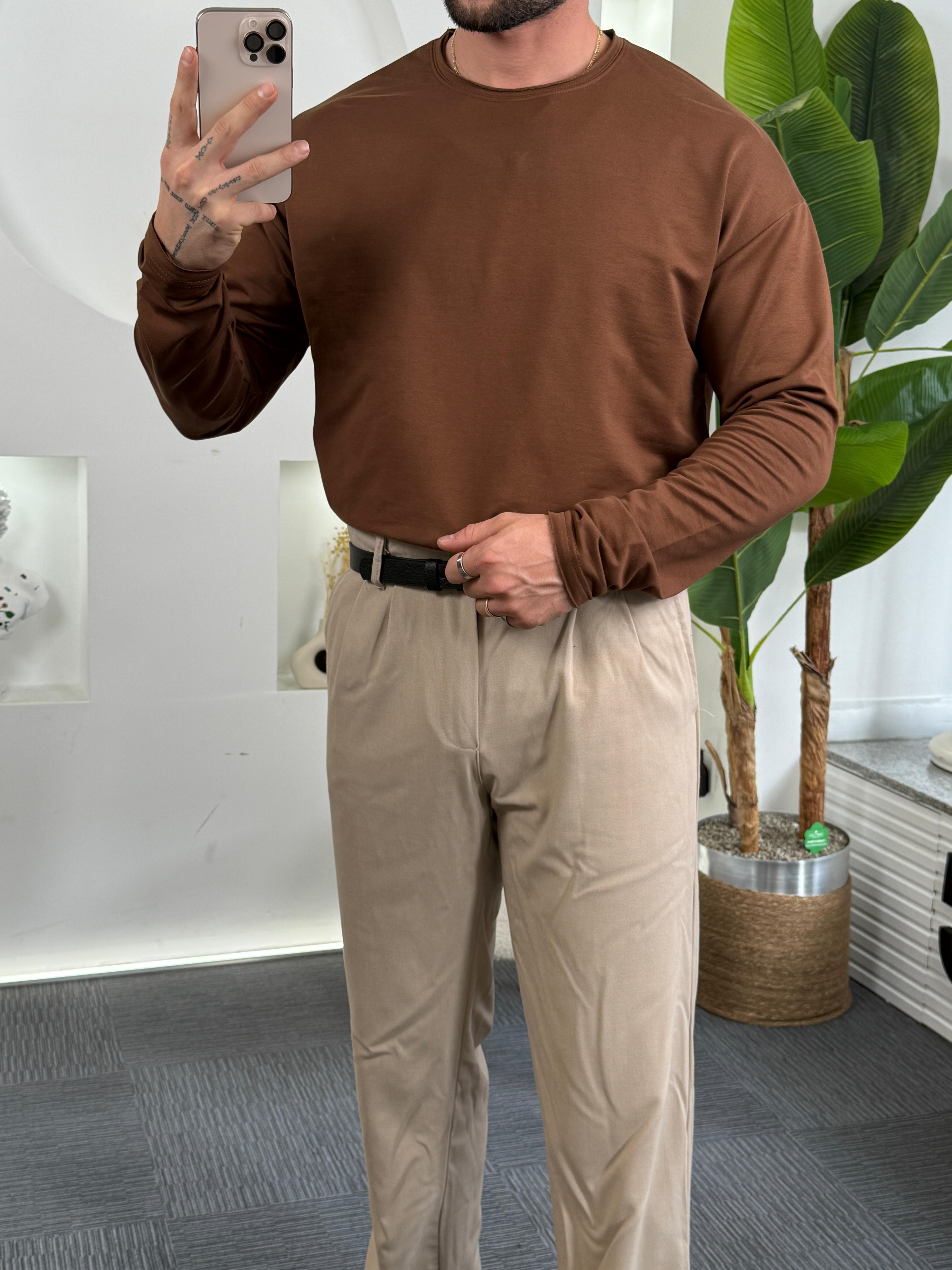 Kahve Basic Regular Fit Badi