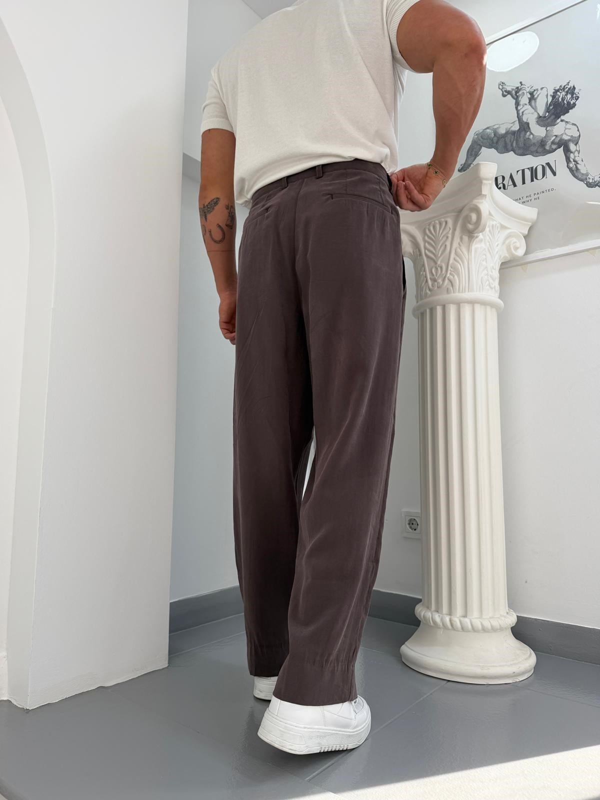 Kahve GG Modal Kumaş Baggy Pantolon
