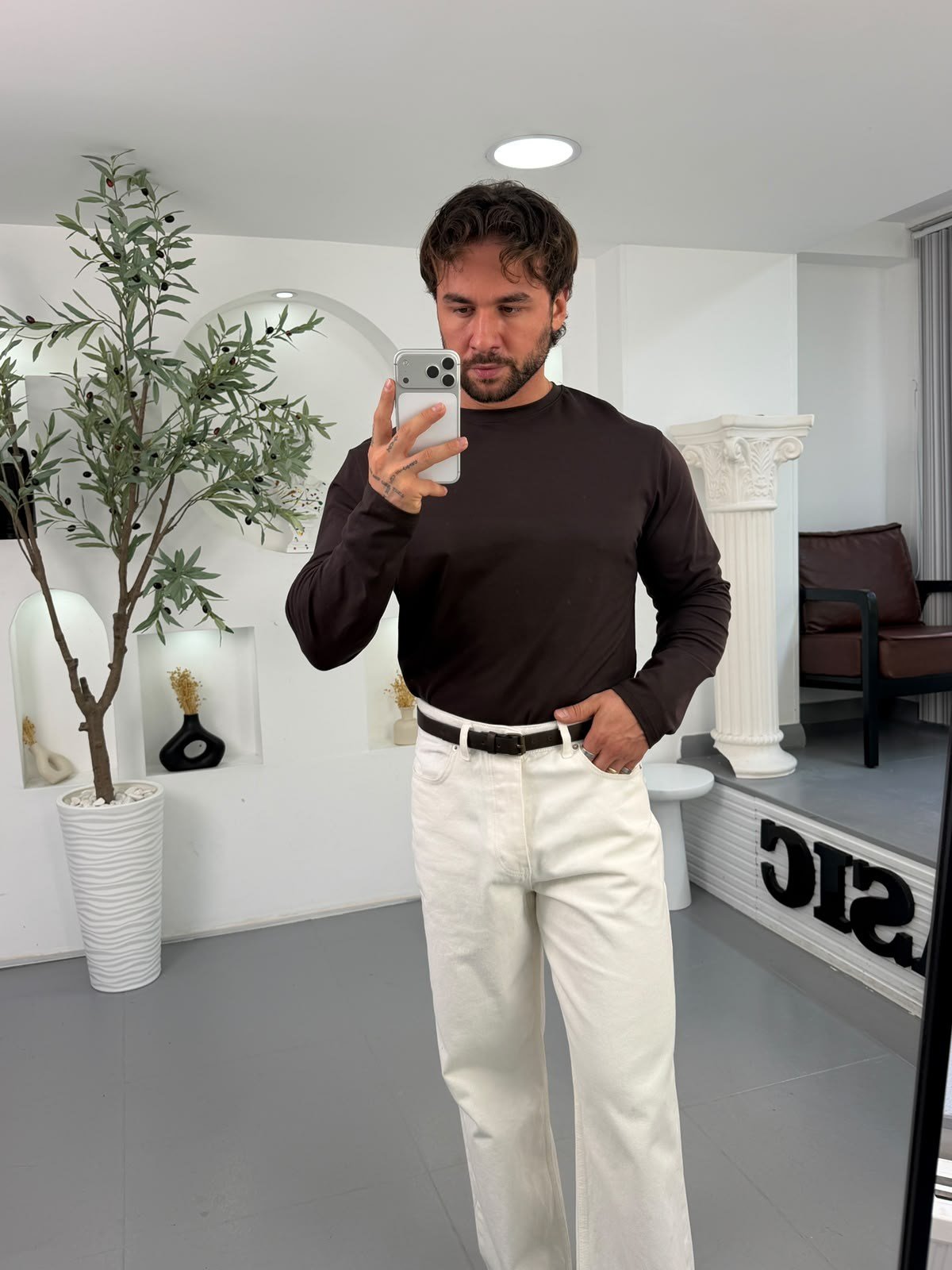 Kahve GG Uzun Kollu Basic Badi