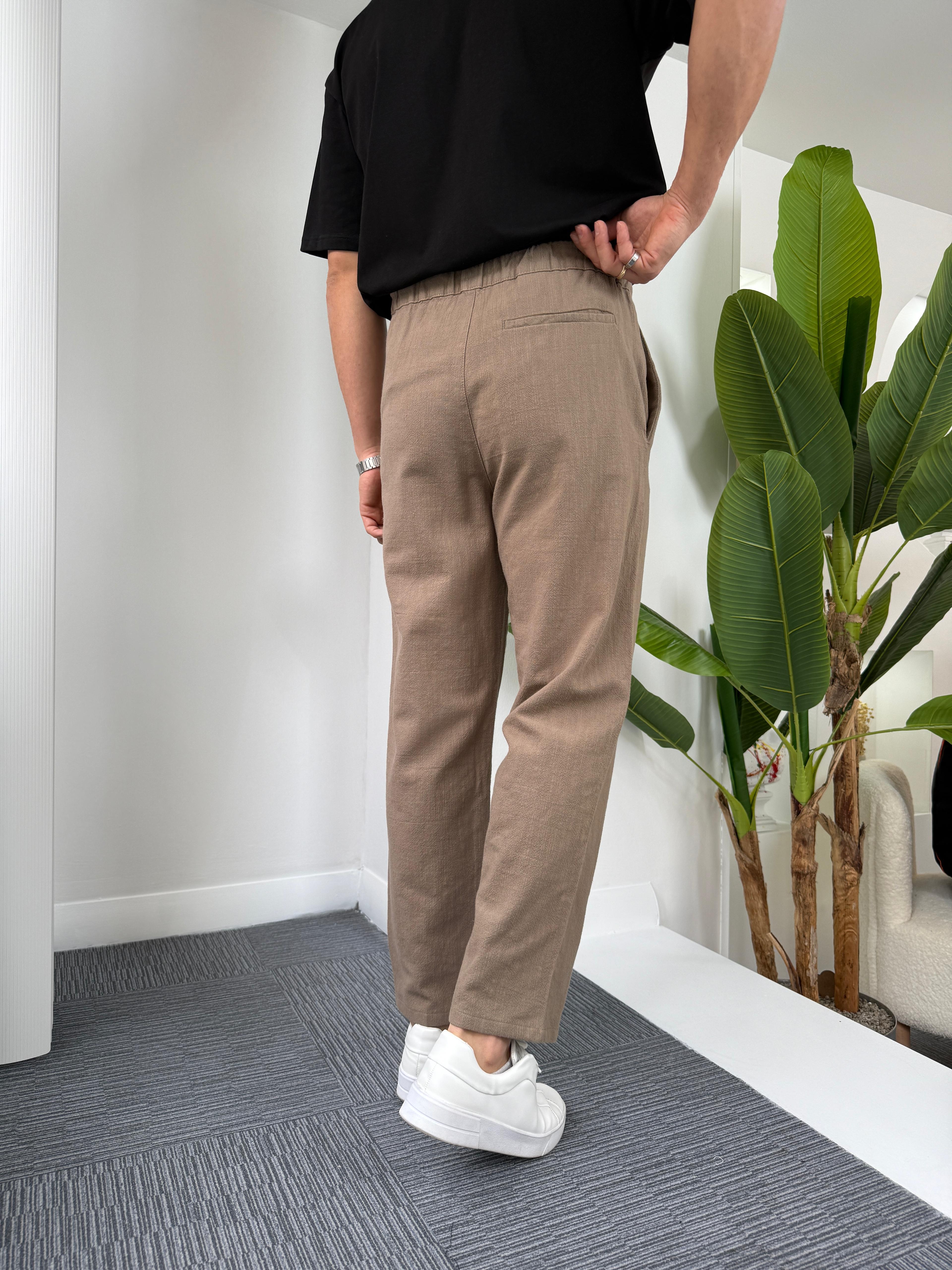 Kahve Giesto BF Kalıp Linen Pantolon