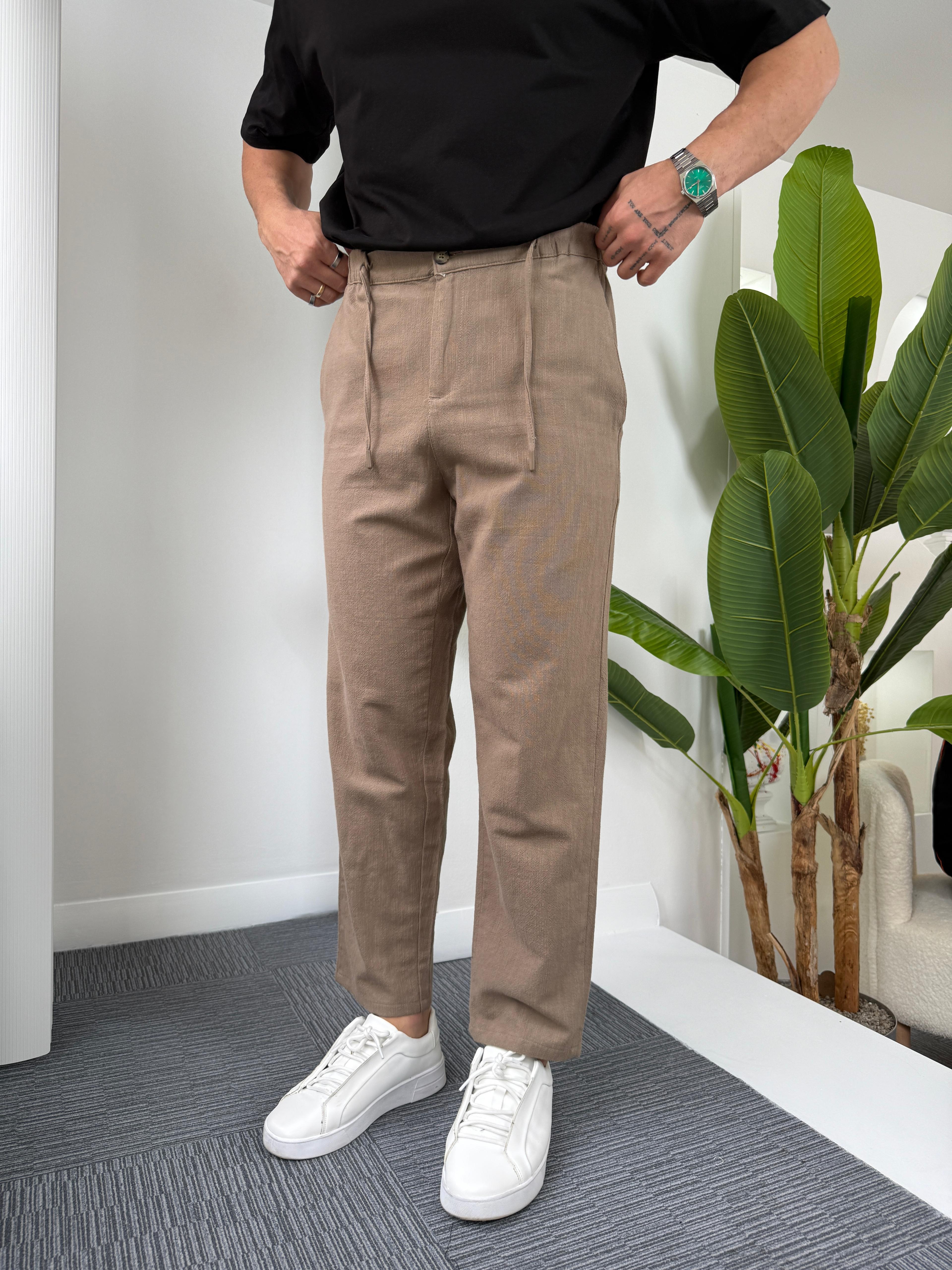 Kahve Giesto BF Kalıp Linen Pantolon