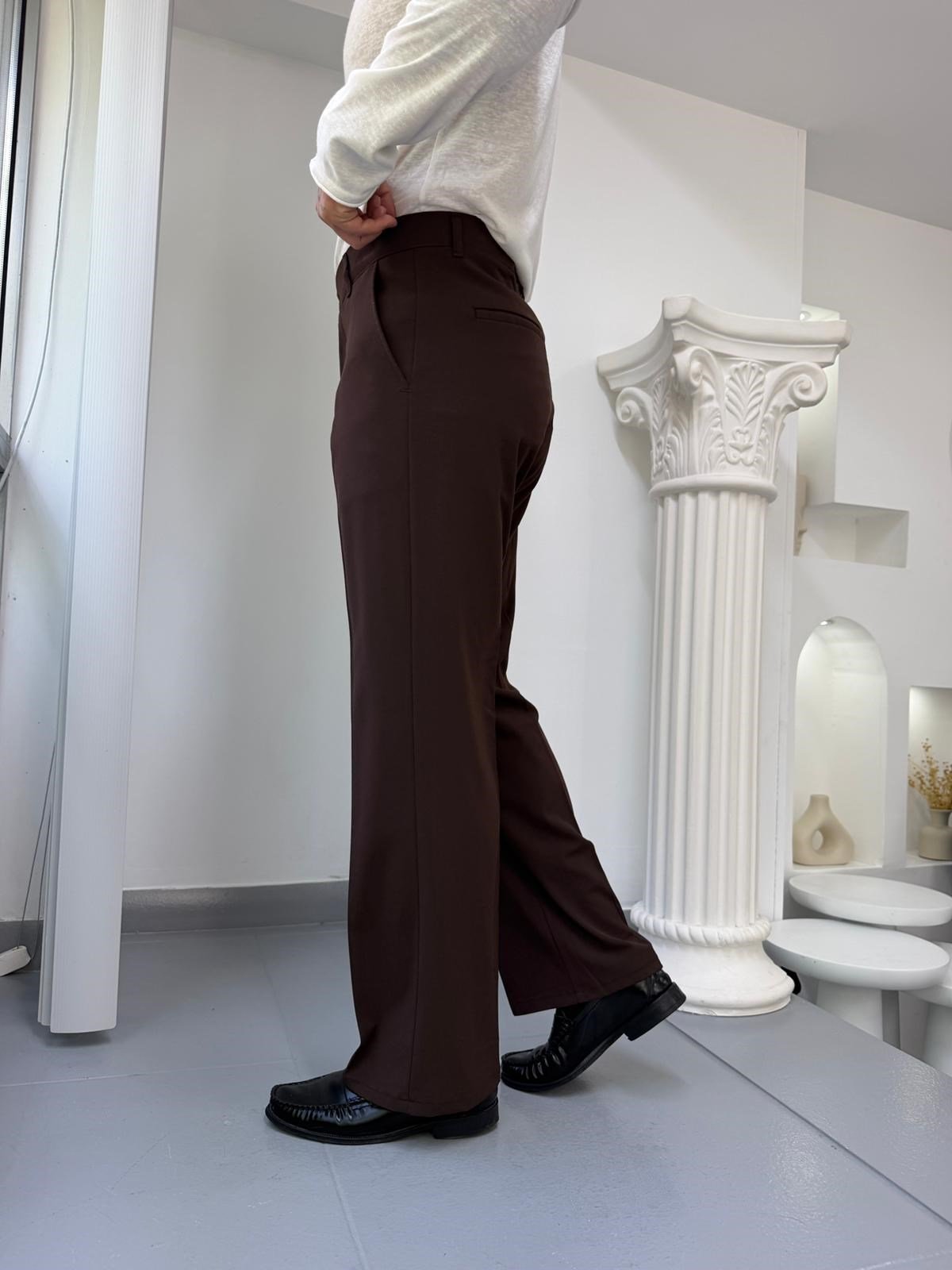 Kahve LK İspanyol Paça Kumaş Pantolon
