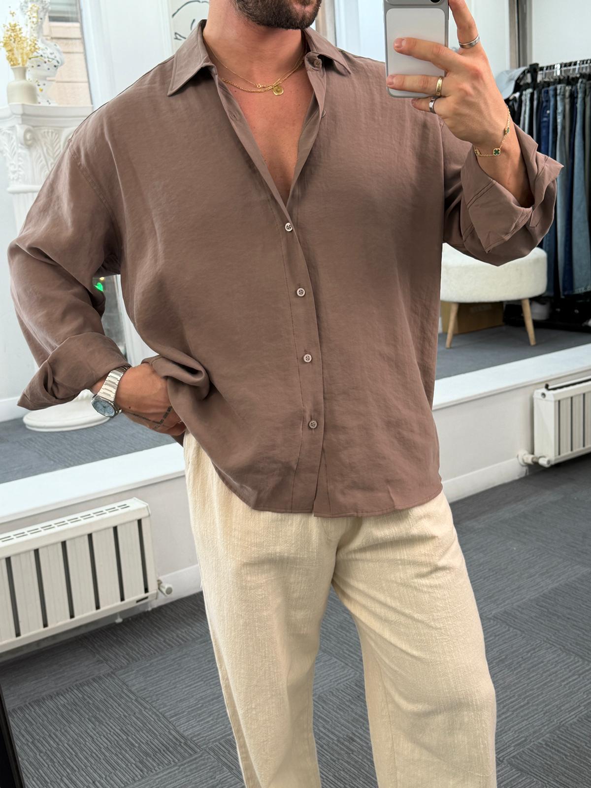 Kahve LK Oversize Modal Gömlek