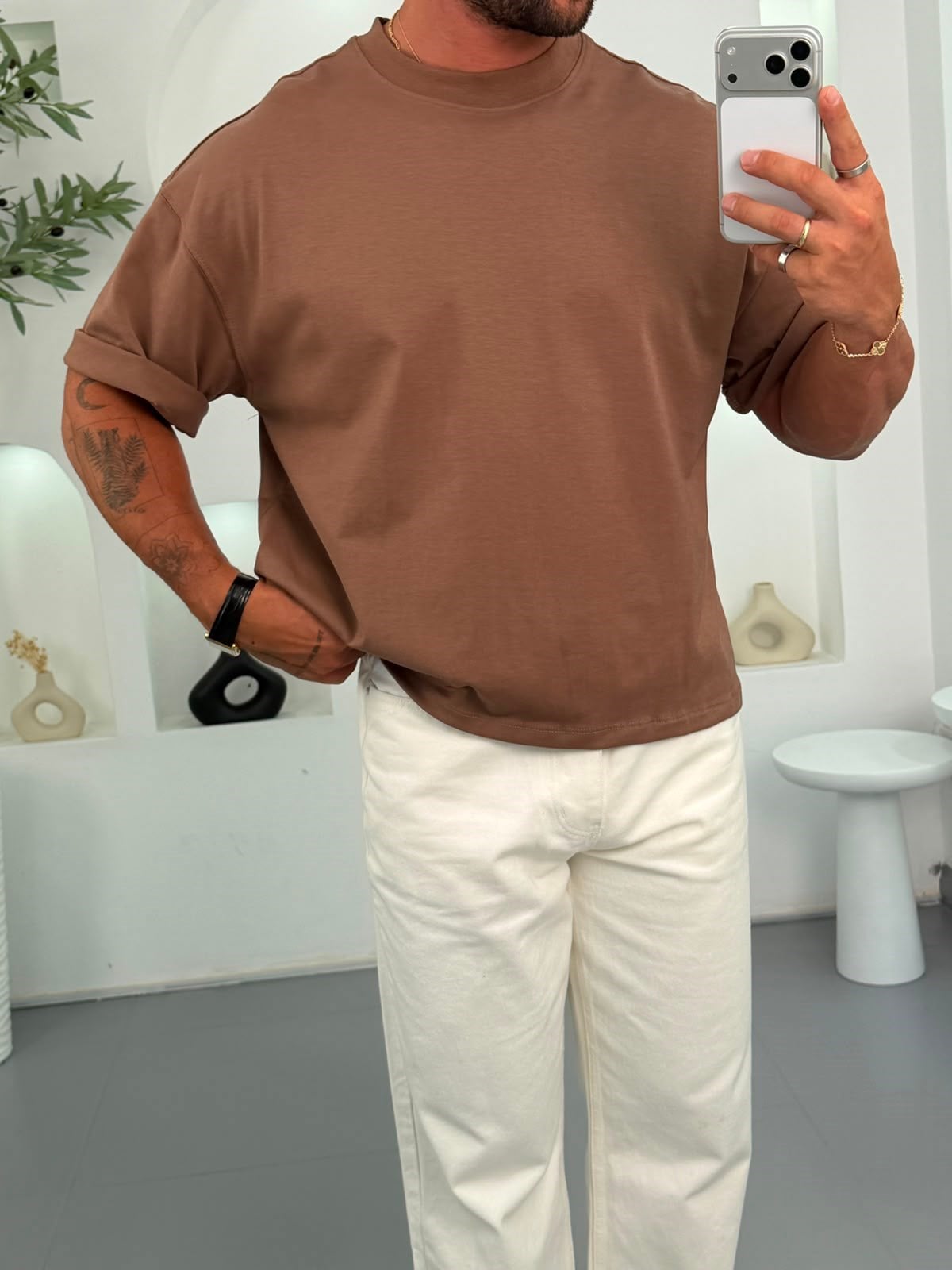 Kahve RL Boxy Fit Basic Tshirt