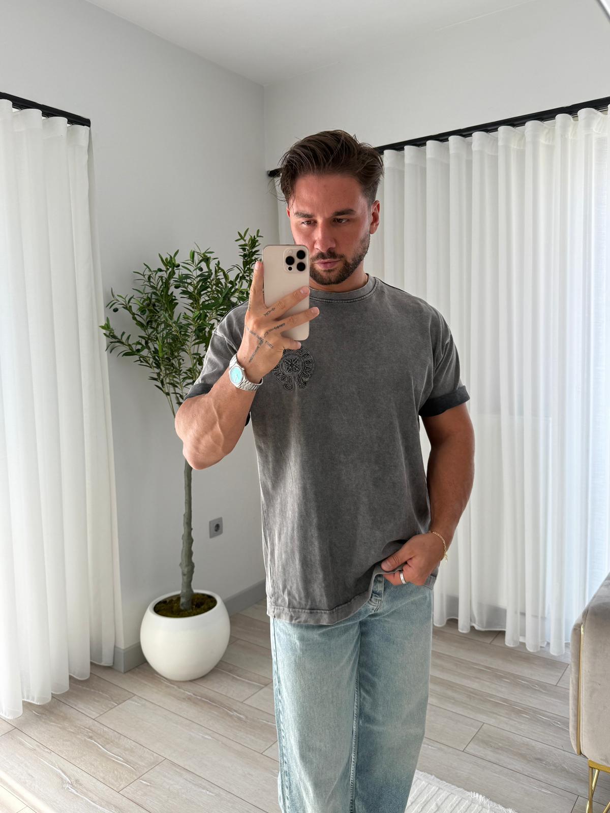 Kömür RL Sırt Nakışlı Oversize Tshirt
