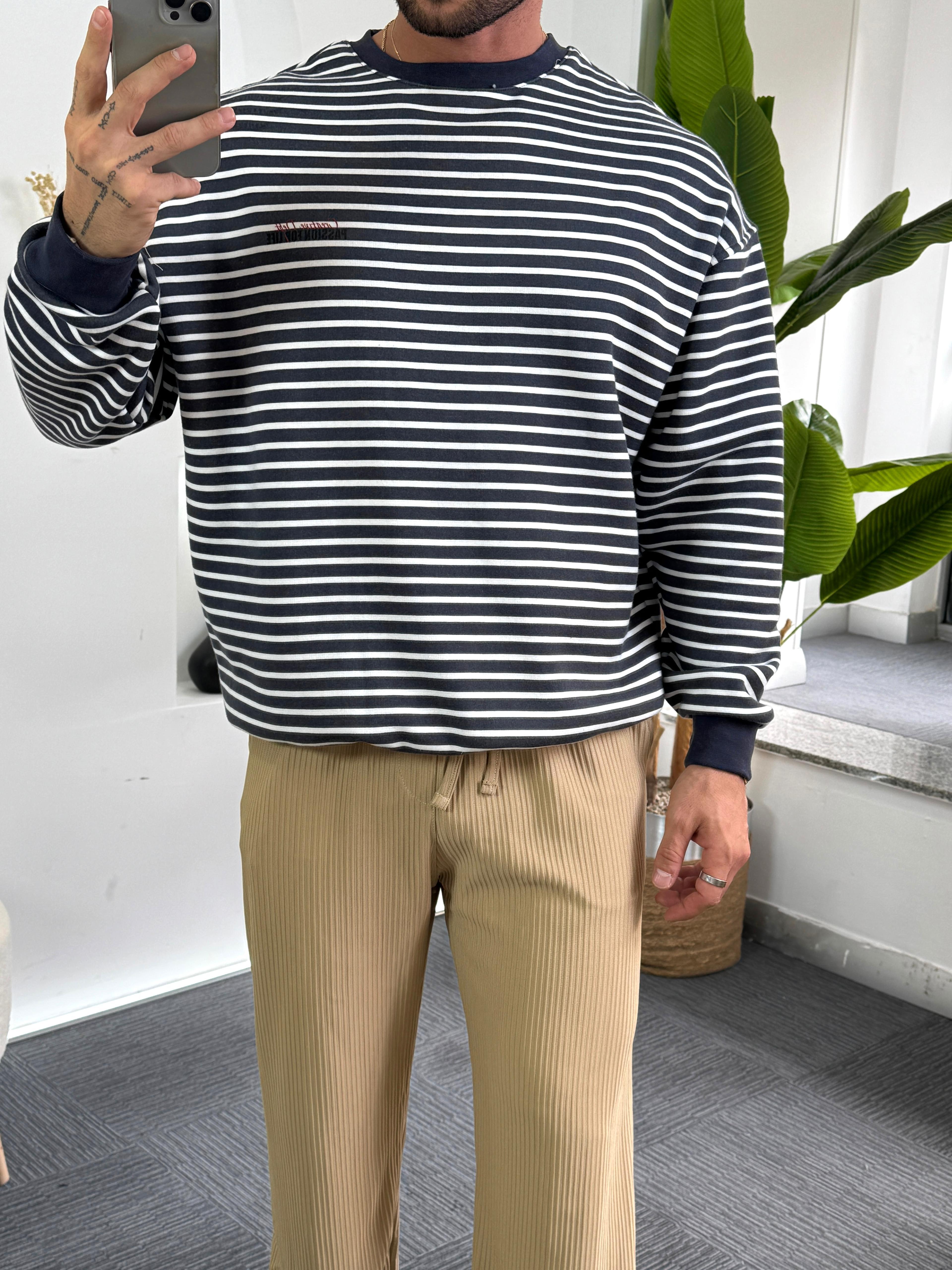 Laci Beyaz Ess Life Oversize 3iplik Şardonlu Sweat