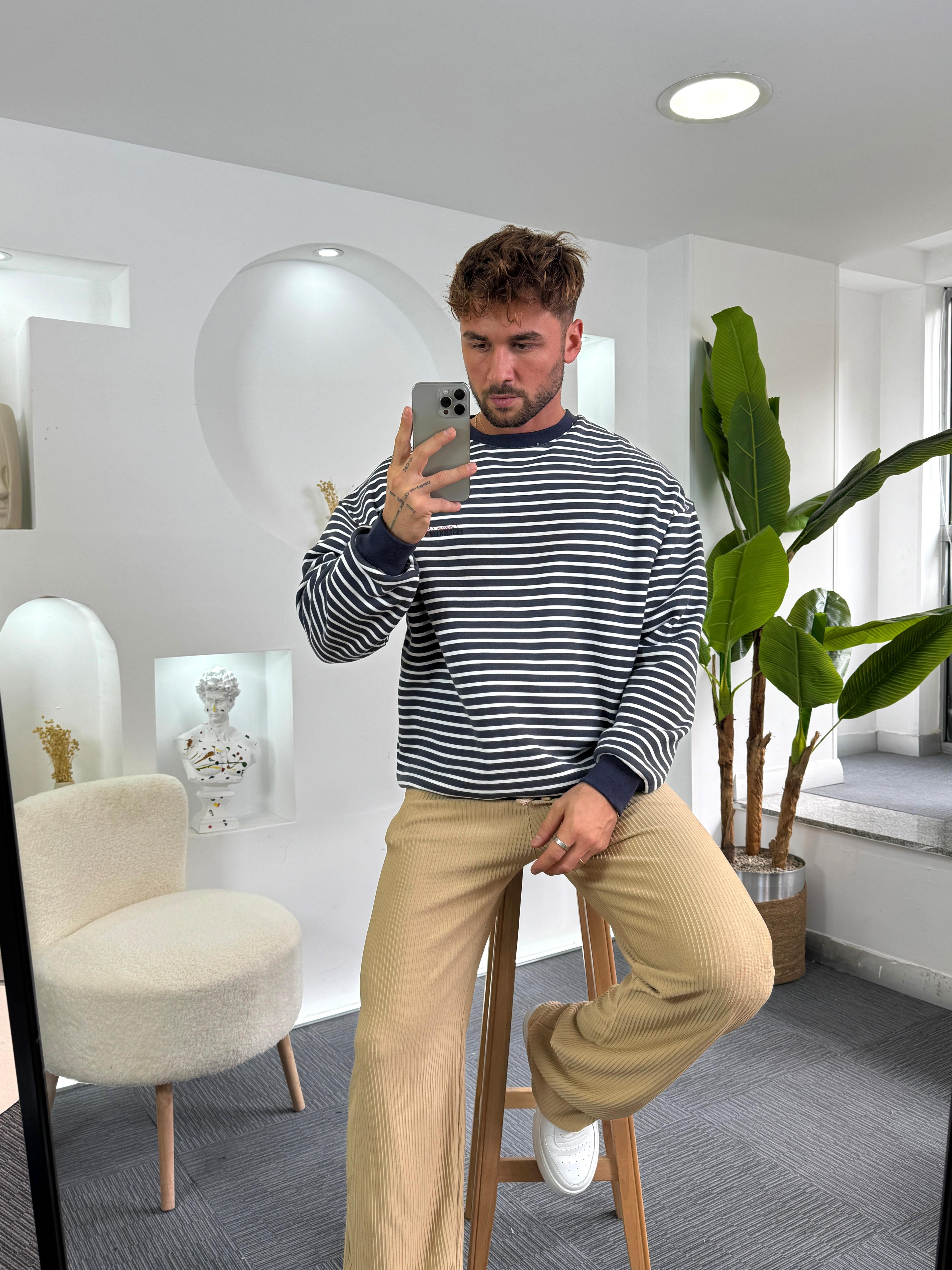 Laci Beyaz Ess Life Oversize 3iplik Şardonlu Sweat