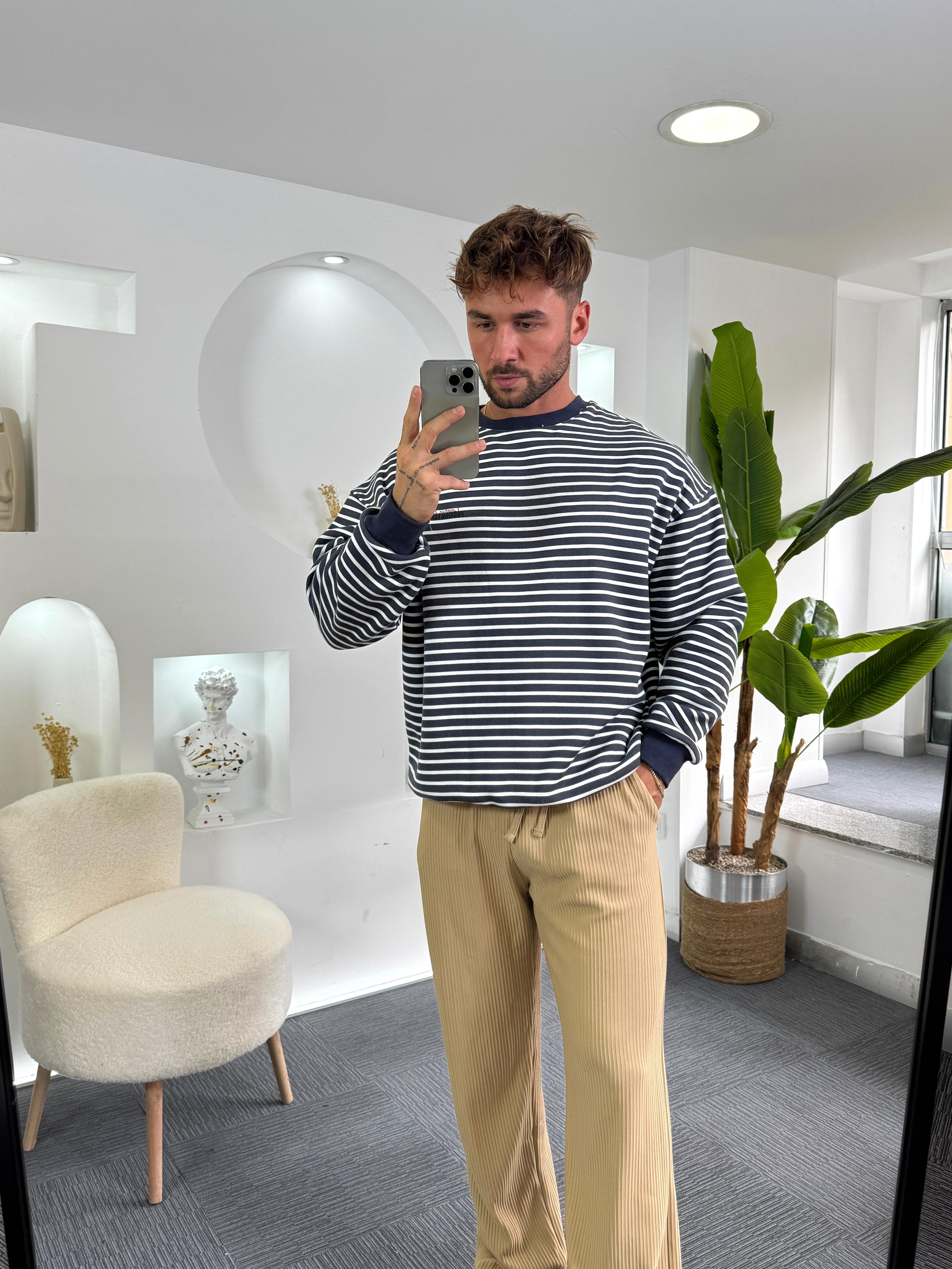 Laci Beyaz Ess Life Oversize 3iplik Şardonlu Sweat
