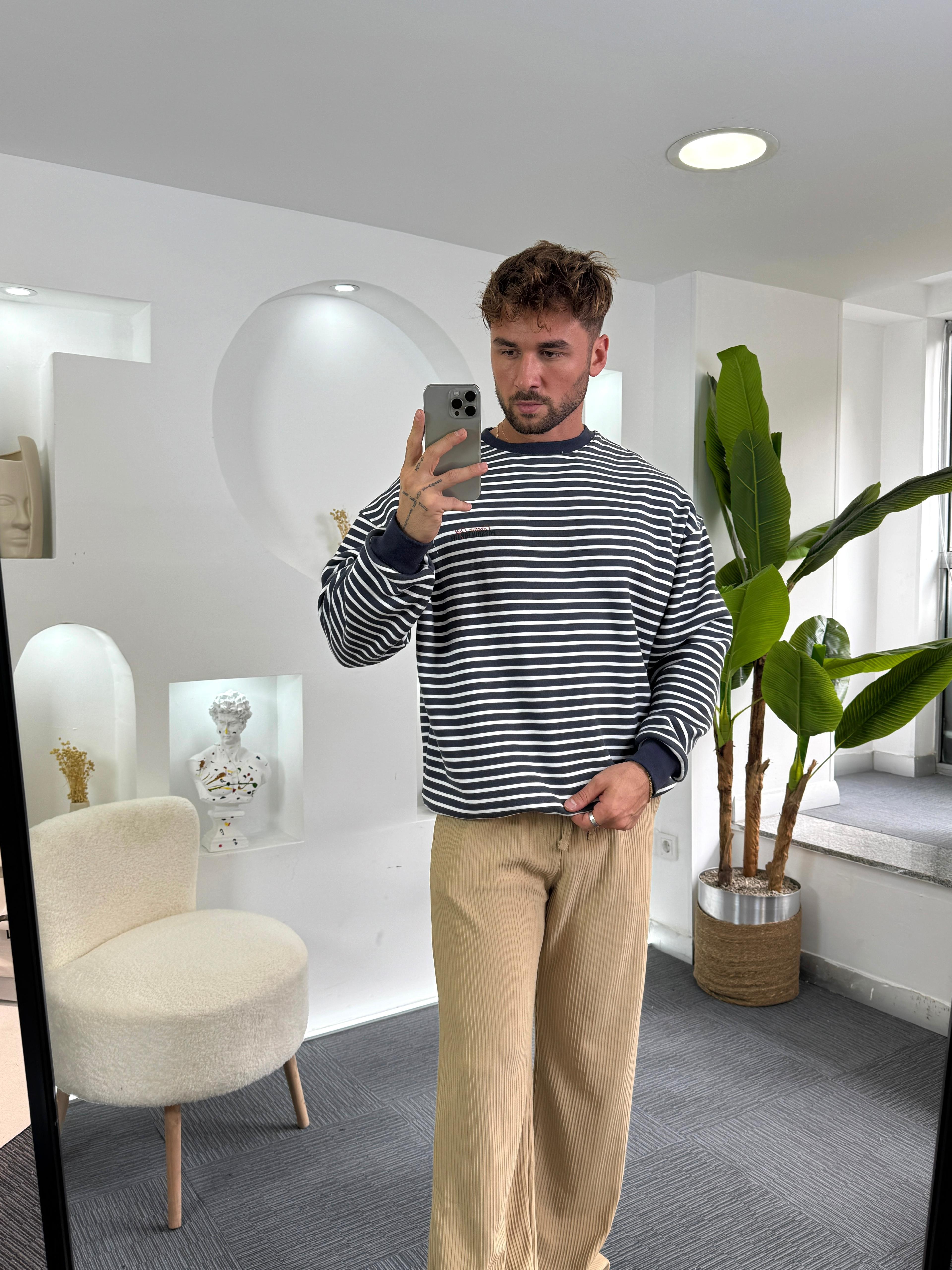 Laci Beyaz Ess Life Oversize 3iplik Şardonlu Sweat