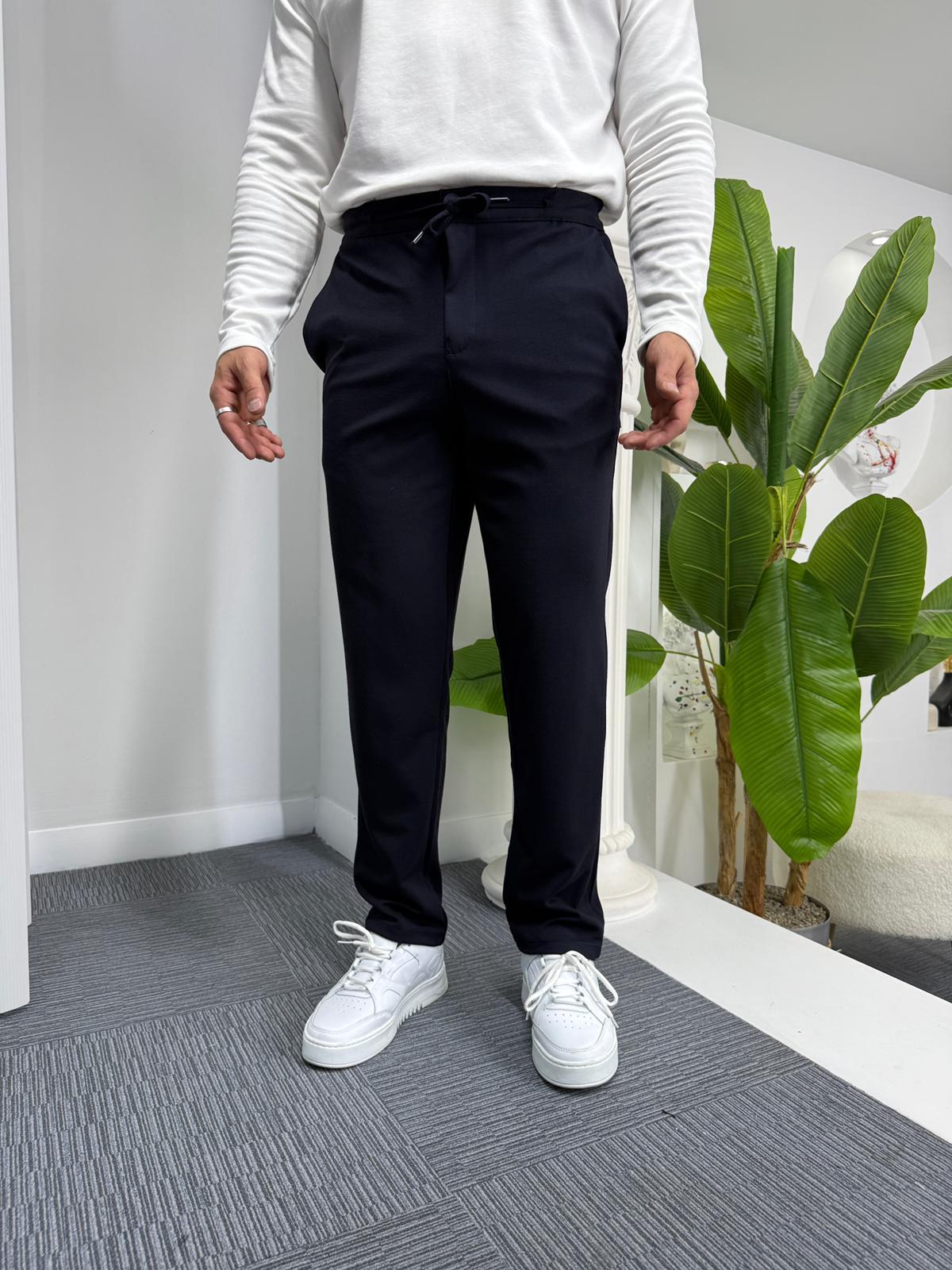 Lacivert GG Boyfriend Kalıp Gabardin Pantolon