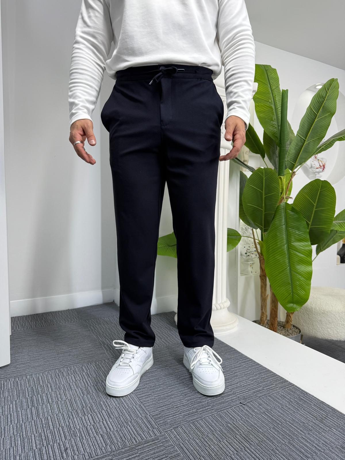 Lacivert GG Boyfriend Kalıp Gabardin Pantolon