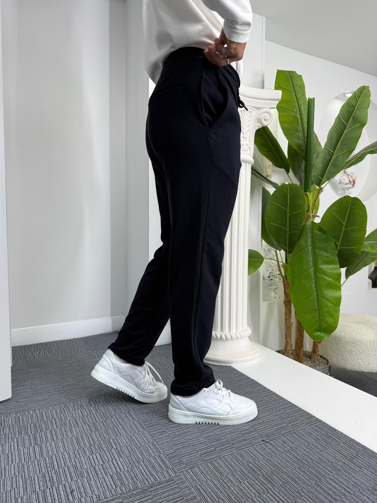Lacivert GG Boyfriend Kalıp Gabardin Pantolon