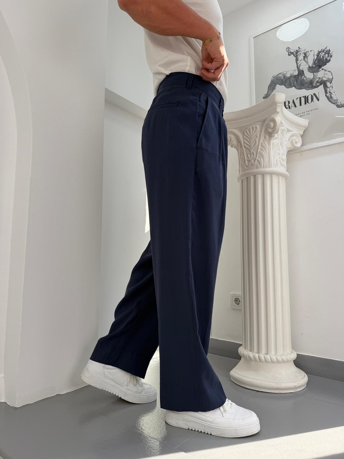 Lacivert GG Modal Kumaş Baggy Pantolon