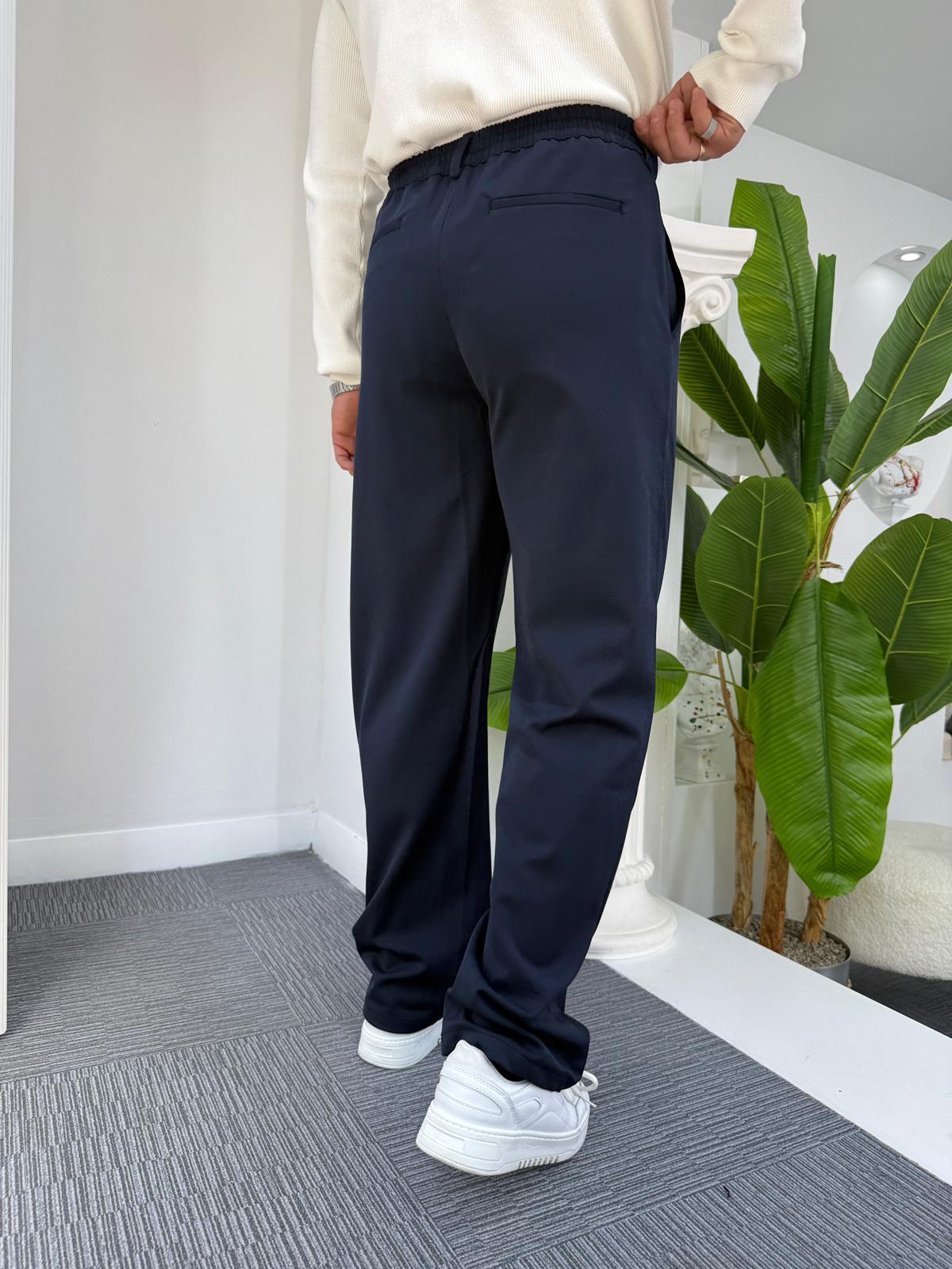 Lacivert GG Premium Baggy Kumaş Pantolon