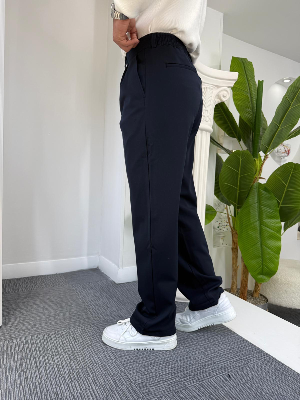 Lacivert GG Premium Baggy Kumaş Pantolon