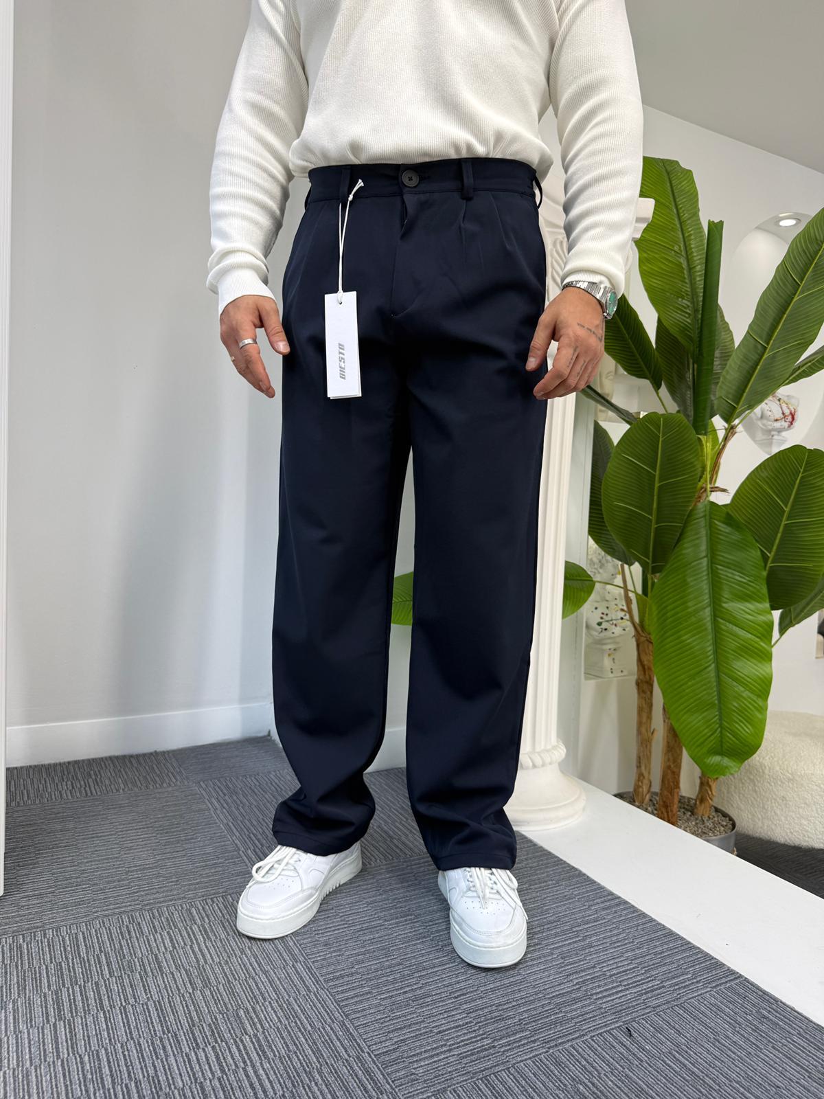 Lacivert GG Premium Baggy Kumaş Pantolon