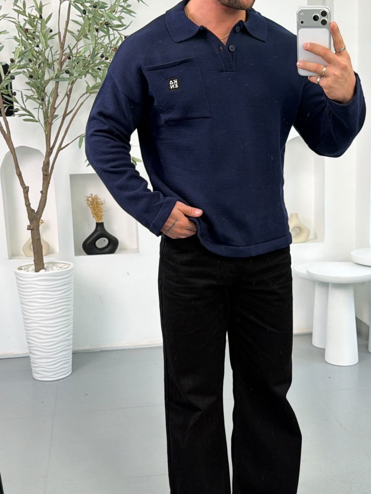 Lacivert KN Cepli Boxy Fit Triko