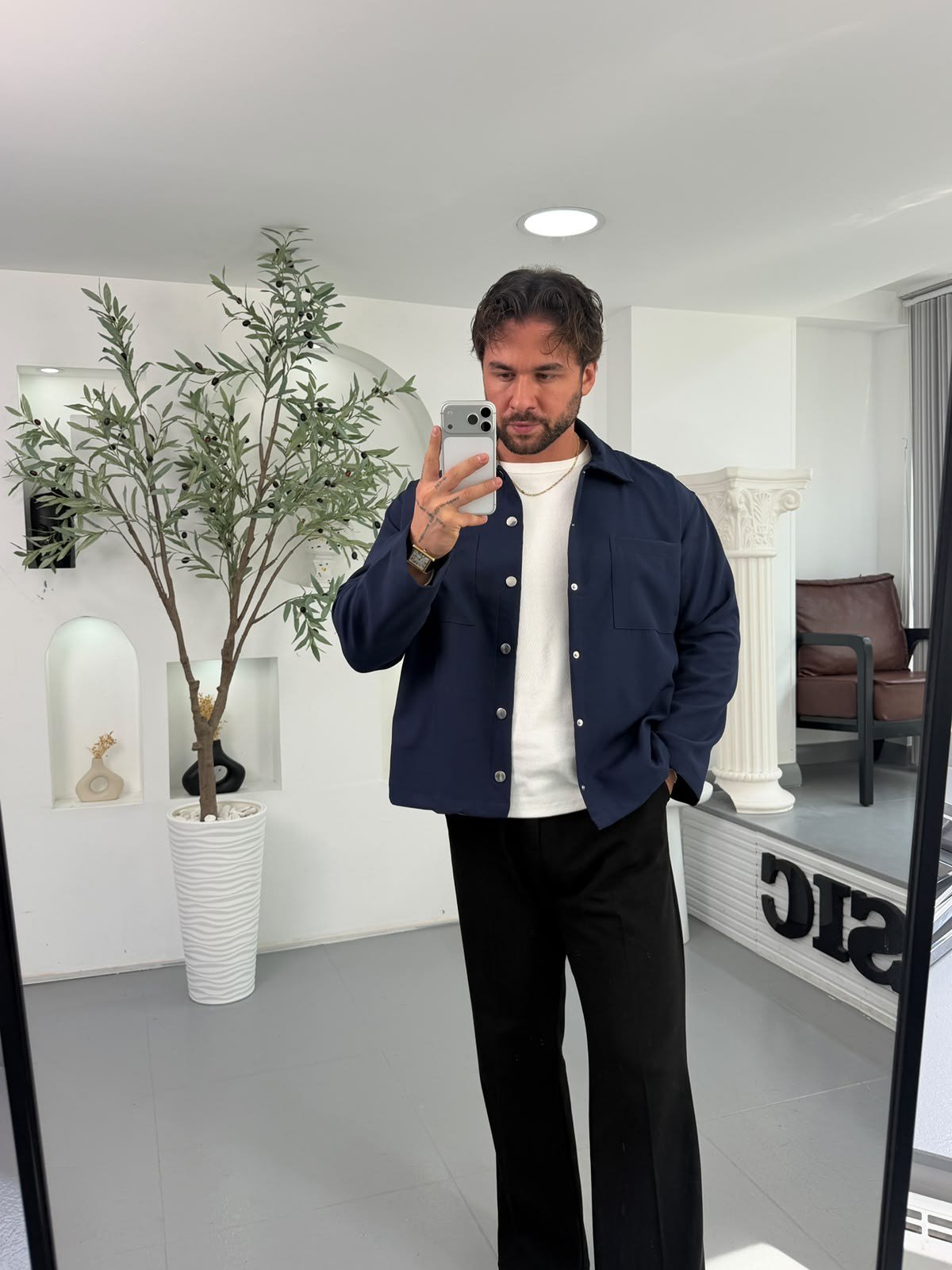 Lacivert LK Boxy Fİt Cepli Ceket