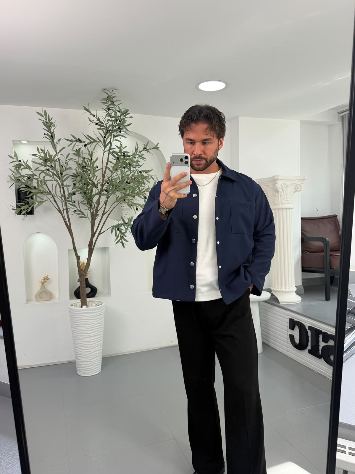 Lacivert LK Boxy Fİt Cepli Ceket