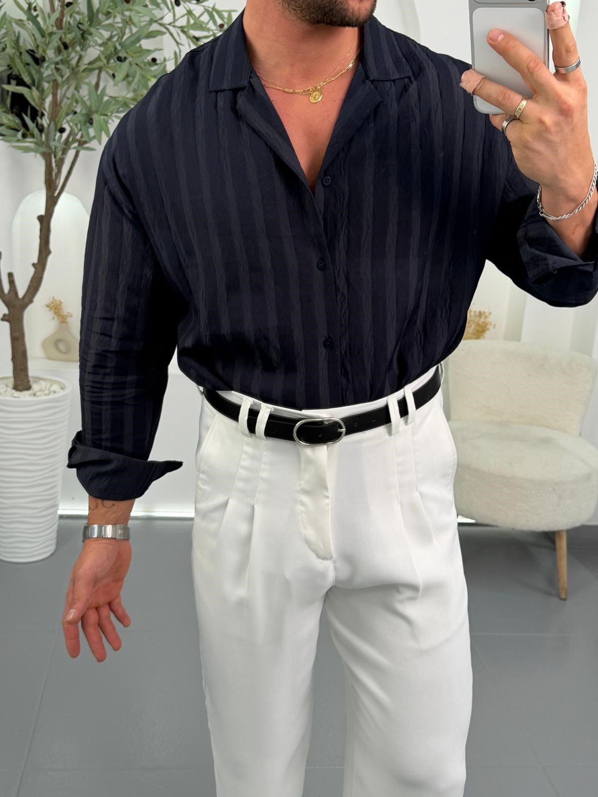 Lacivert Mr Midnight Flow Regular Fit Gömlek