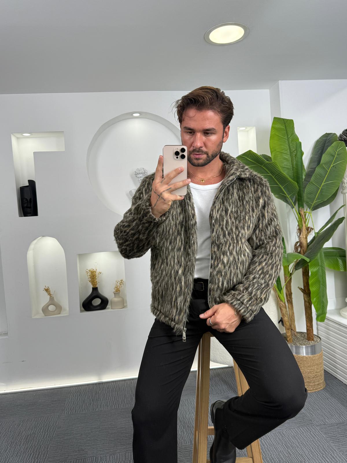 Leopar Desen Crop Fit Mont