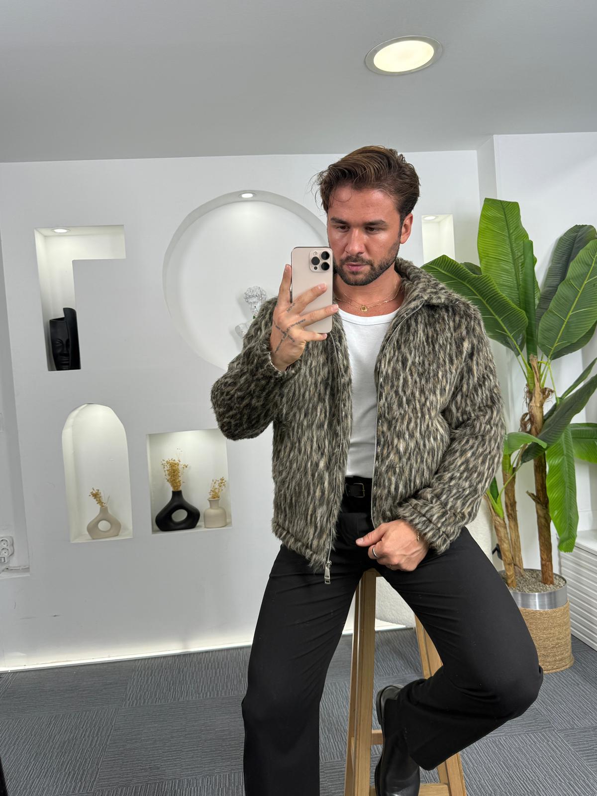 Leopar Desen Crop Fit Mont