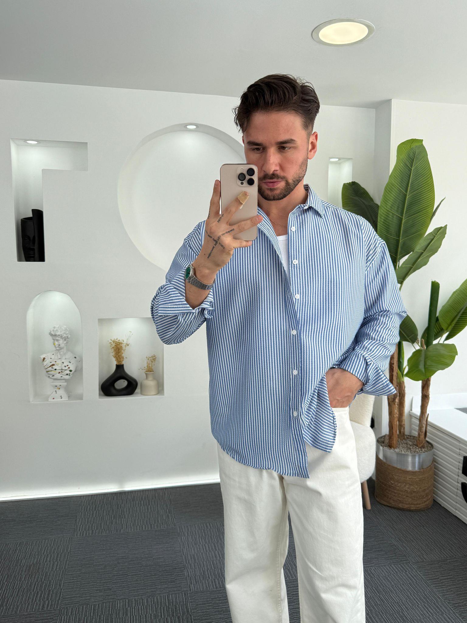 Saks RL Gofre Kumaş Oversize Gömlek
