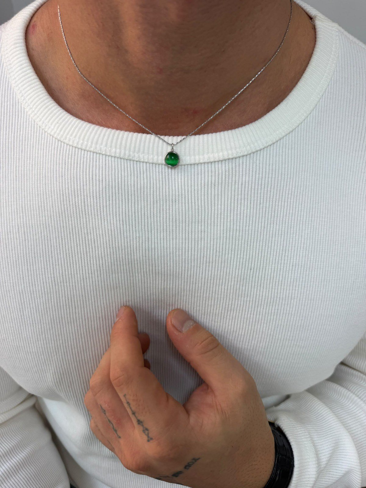 Silver Emerald Kolye