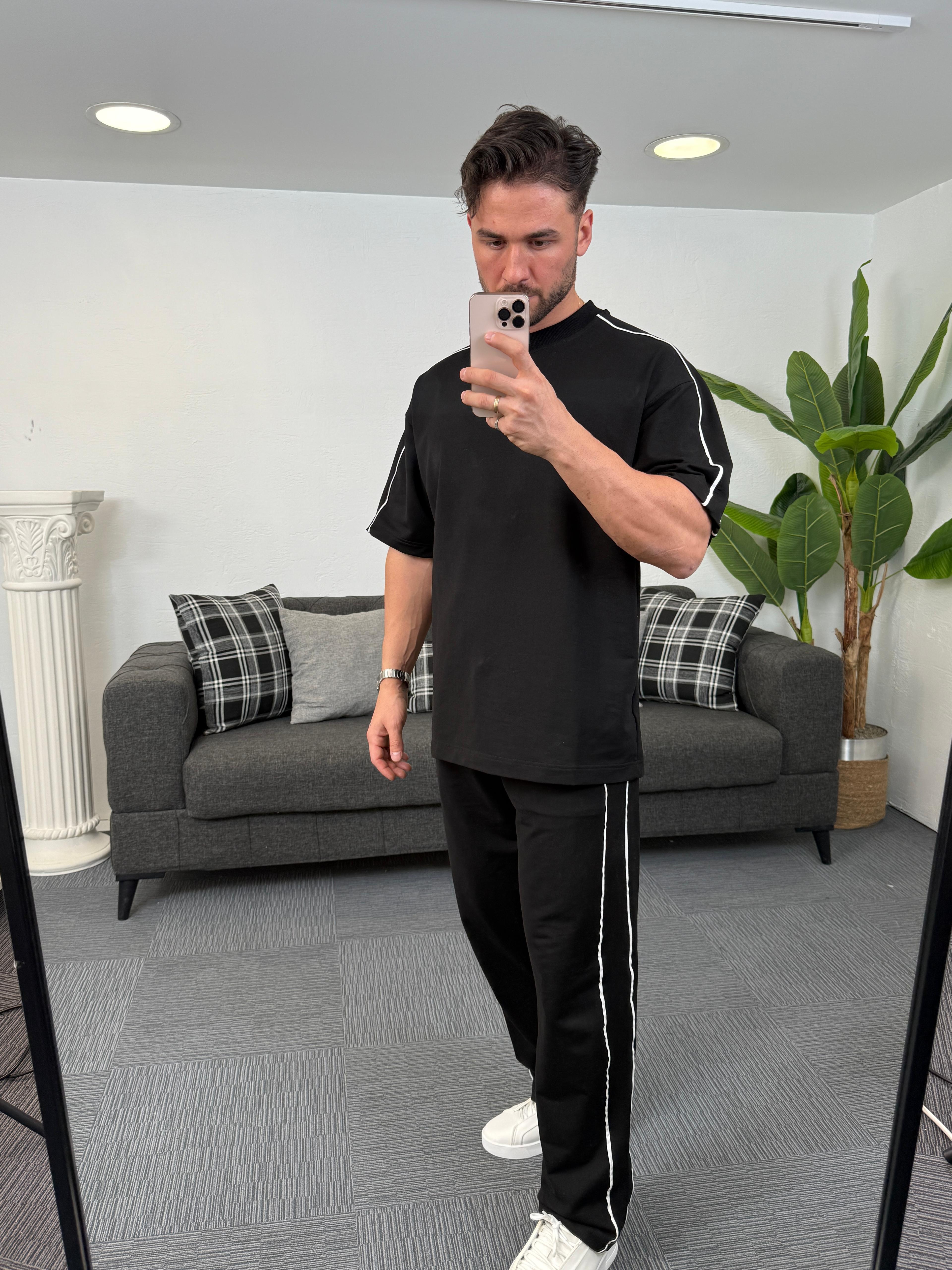 Siyah 2 İplik RL Oversize Tshirt